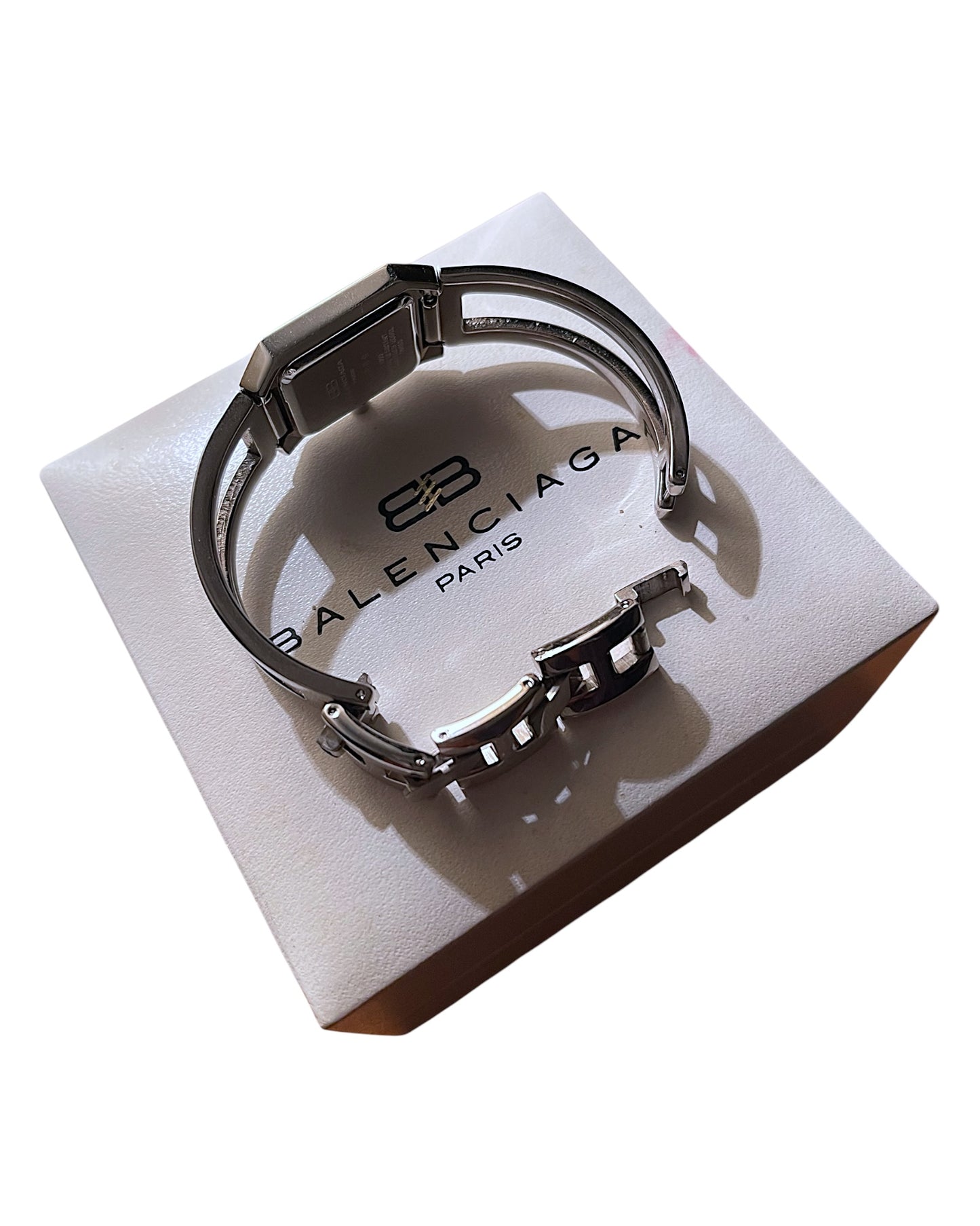 Balenciaga SS99 Rectangular Pink Dial Open Bracelet Quartz Watch