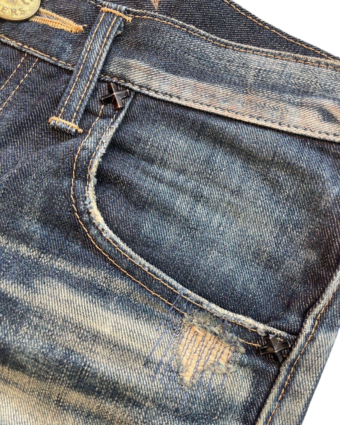 2000s Led Rechwe x Lee Riders Distressed Repair Flare Denim