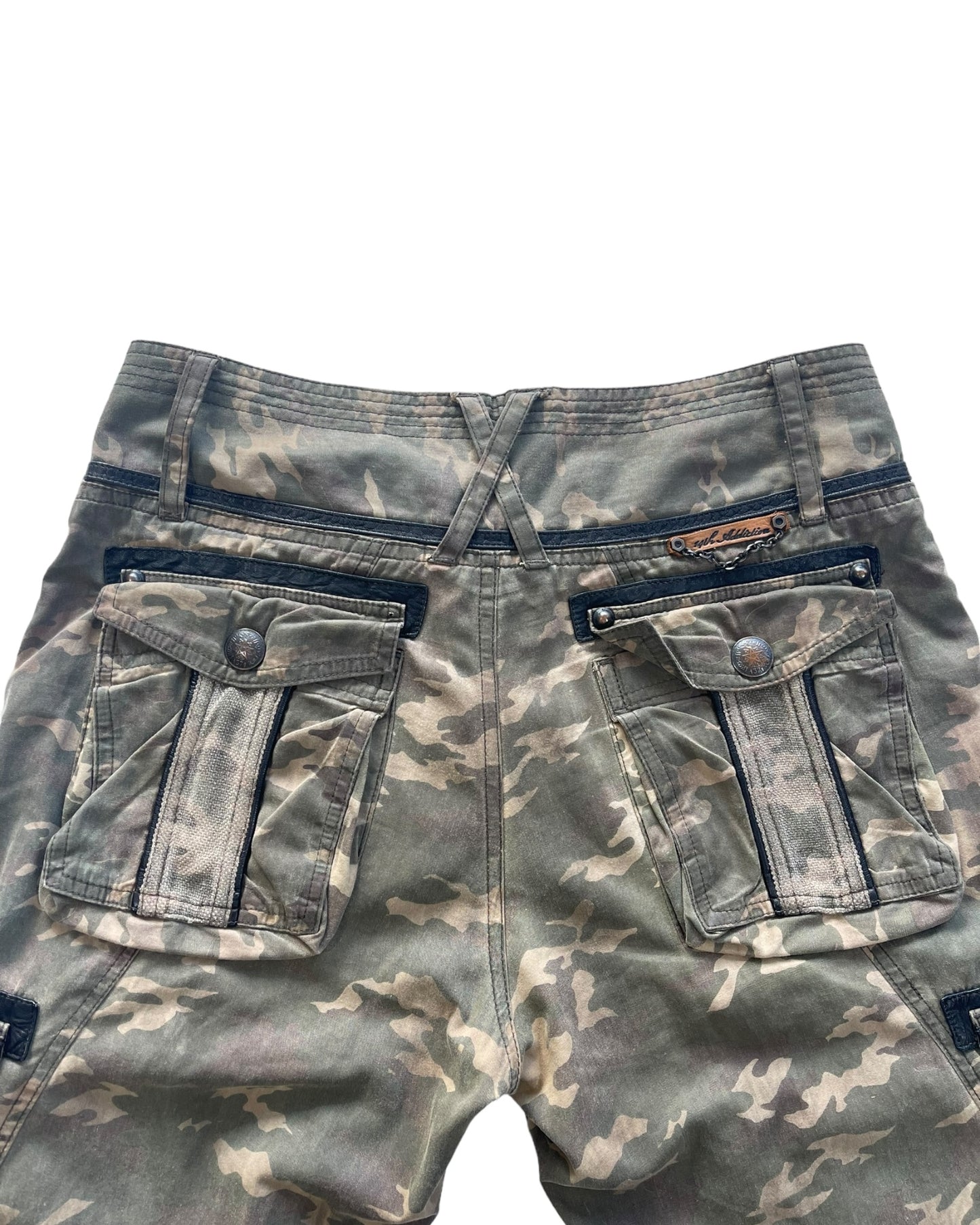 14th Addiction Goat Leather Trim Coin Button Military Cargo Pants