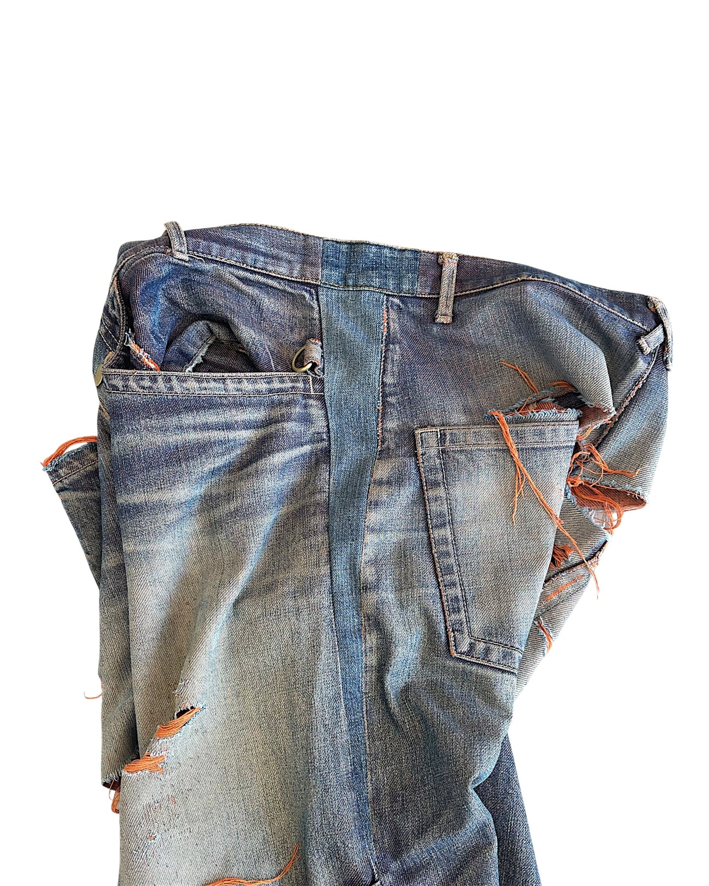 Beauty:Beast 00s Orange Yarn Thrashed Distressed Denim
