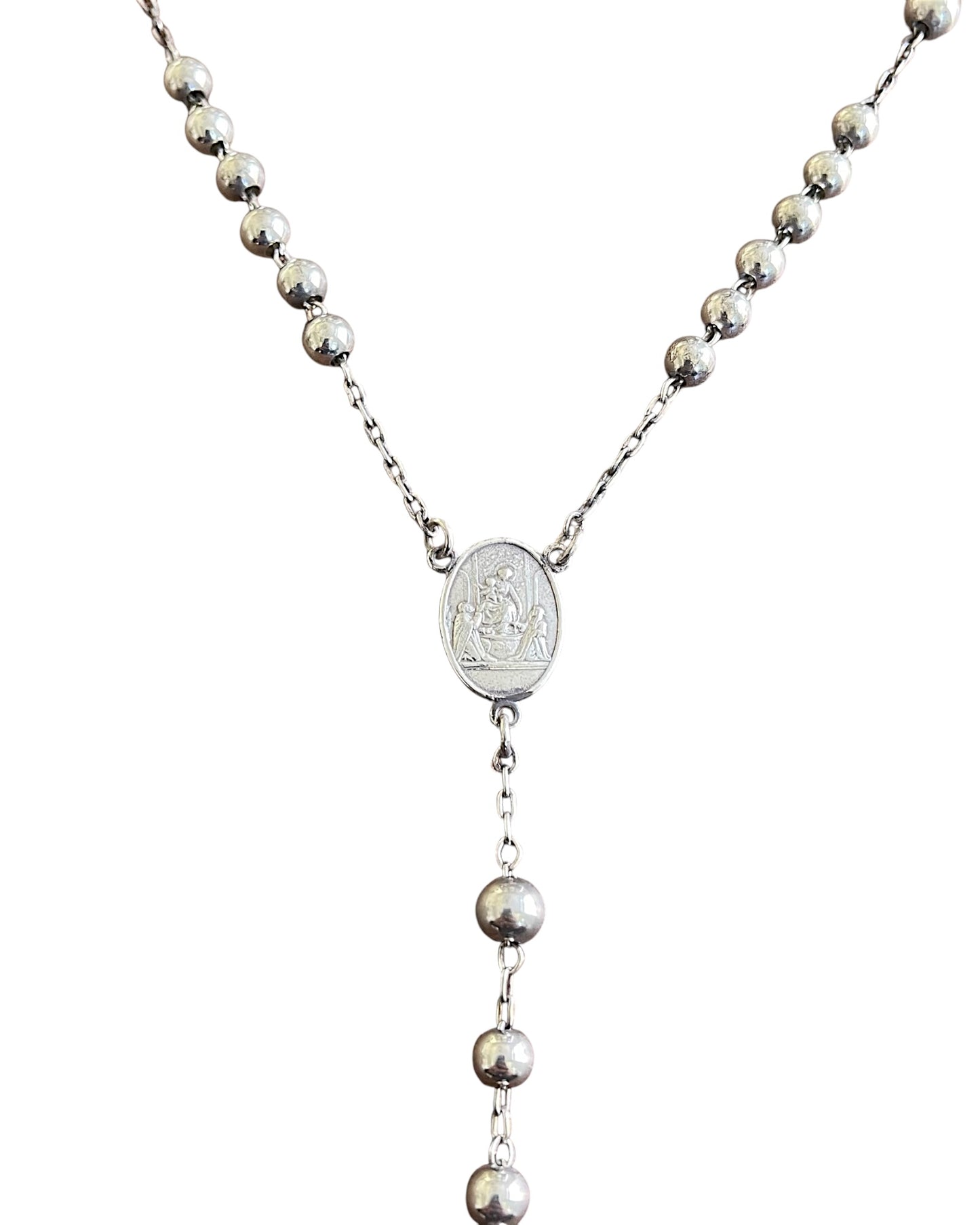 Dolce & Gabbana .925 Sterling Silver Cross Rosary Necklace