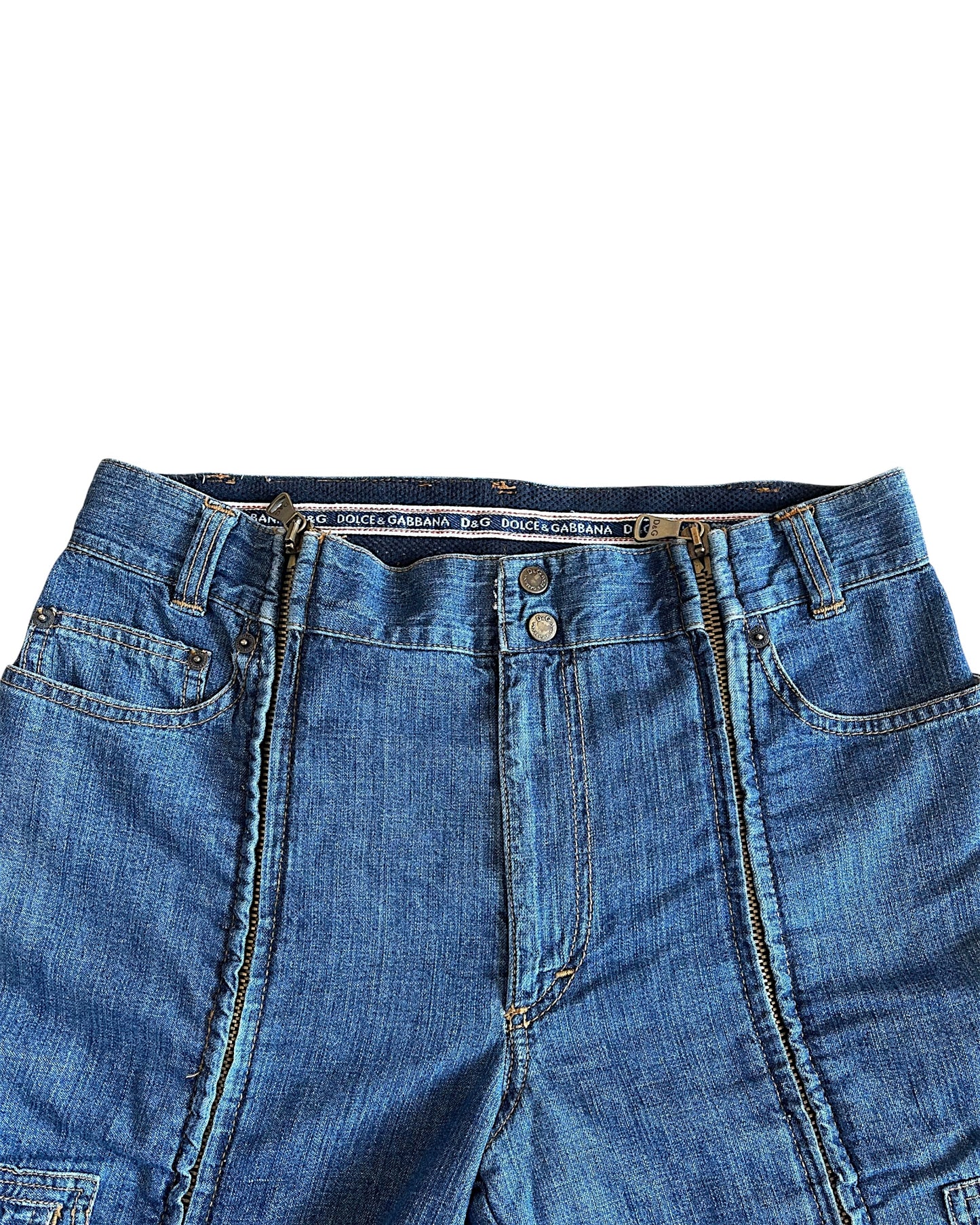 Dolce & Gabbana SS03 Full Length Zipper Cargo Denim
