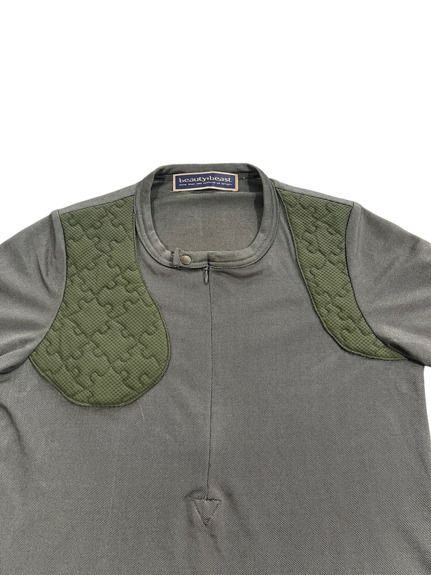2000s Beauty:Beast Padded Puzzle Panel Cycling Mesh Top