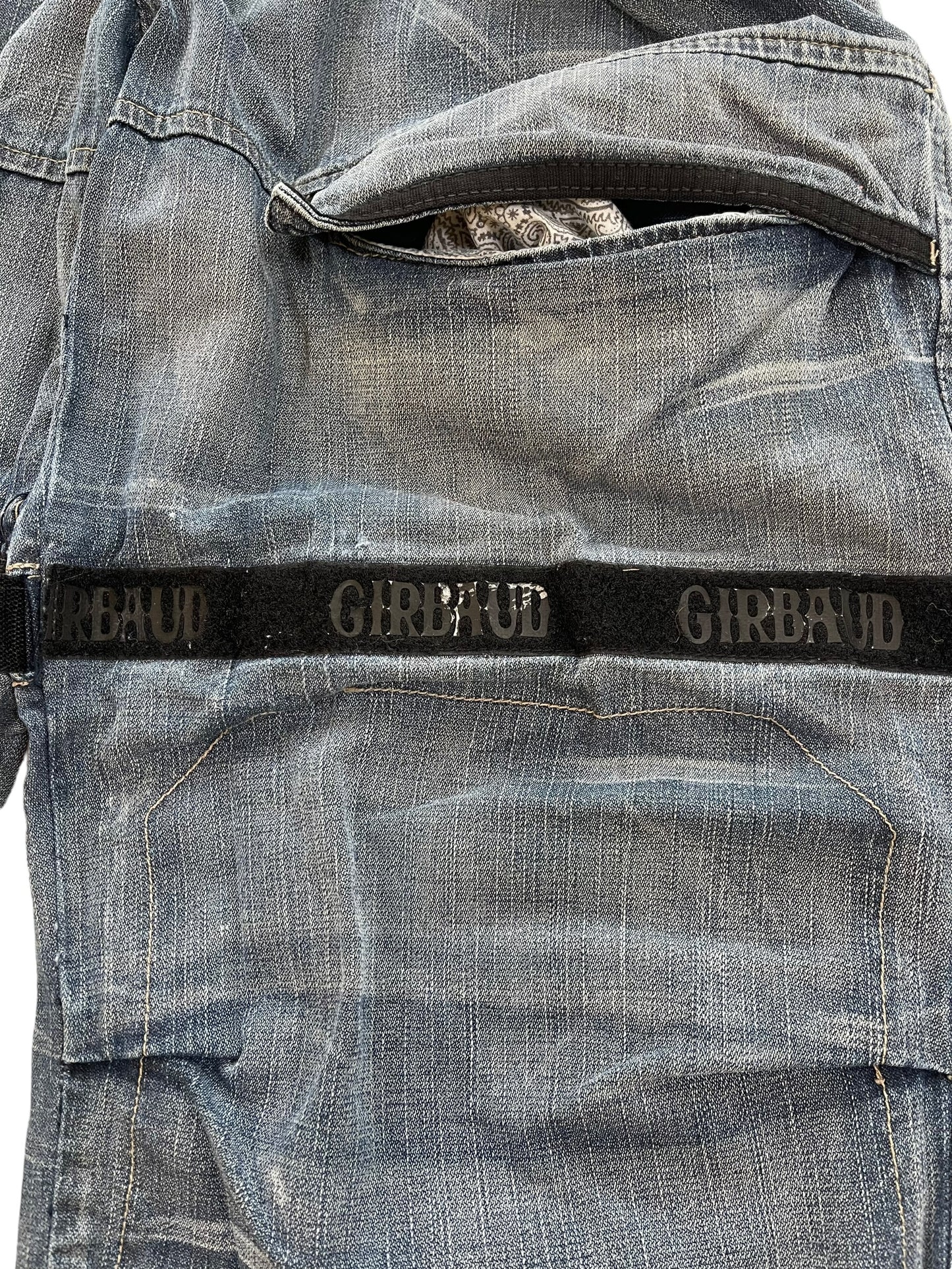 2000s Marithé + François Girbaud Chain Embroidery Cargo Velcro Strap Denim Pants