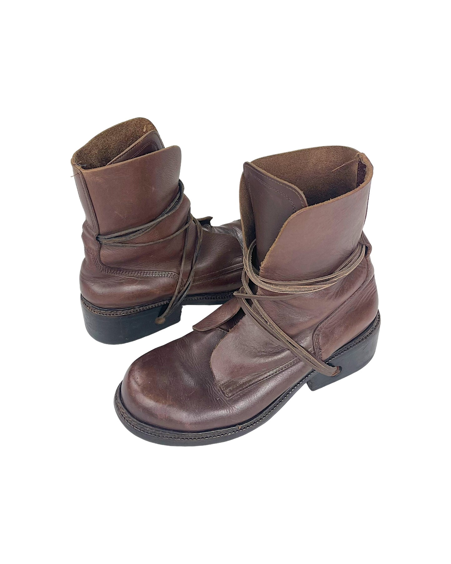 Dirk Bikkembergs AW94 Lace Through Heel Leather Boots