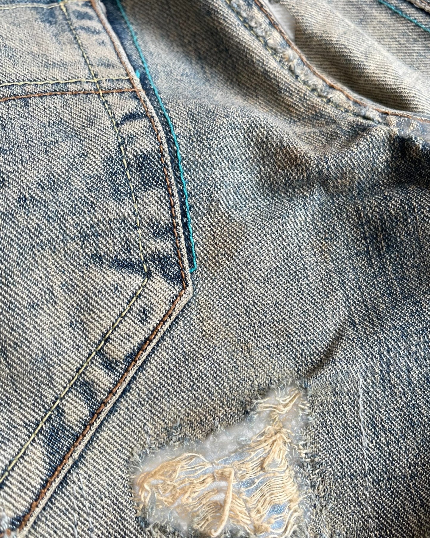 Tornado Mart 00s Distressed Repair Flare Denim Jeans