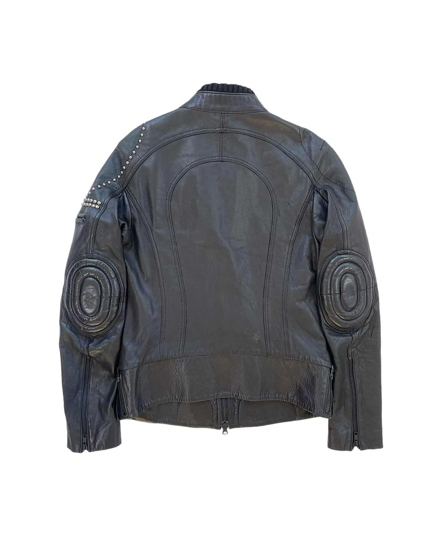 L.G.B. (Le Grand Bleu) SS-Riders Studded Padded Elbow Leather Moto Jacket