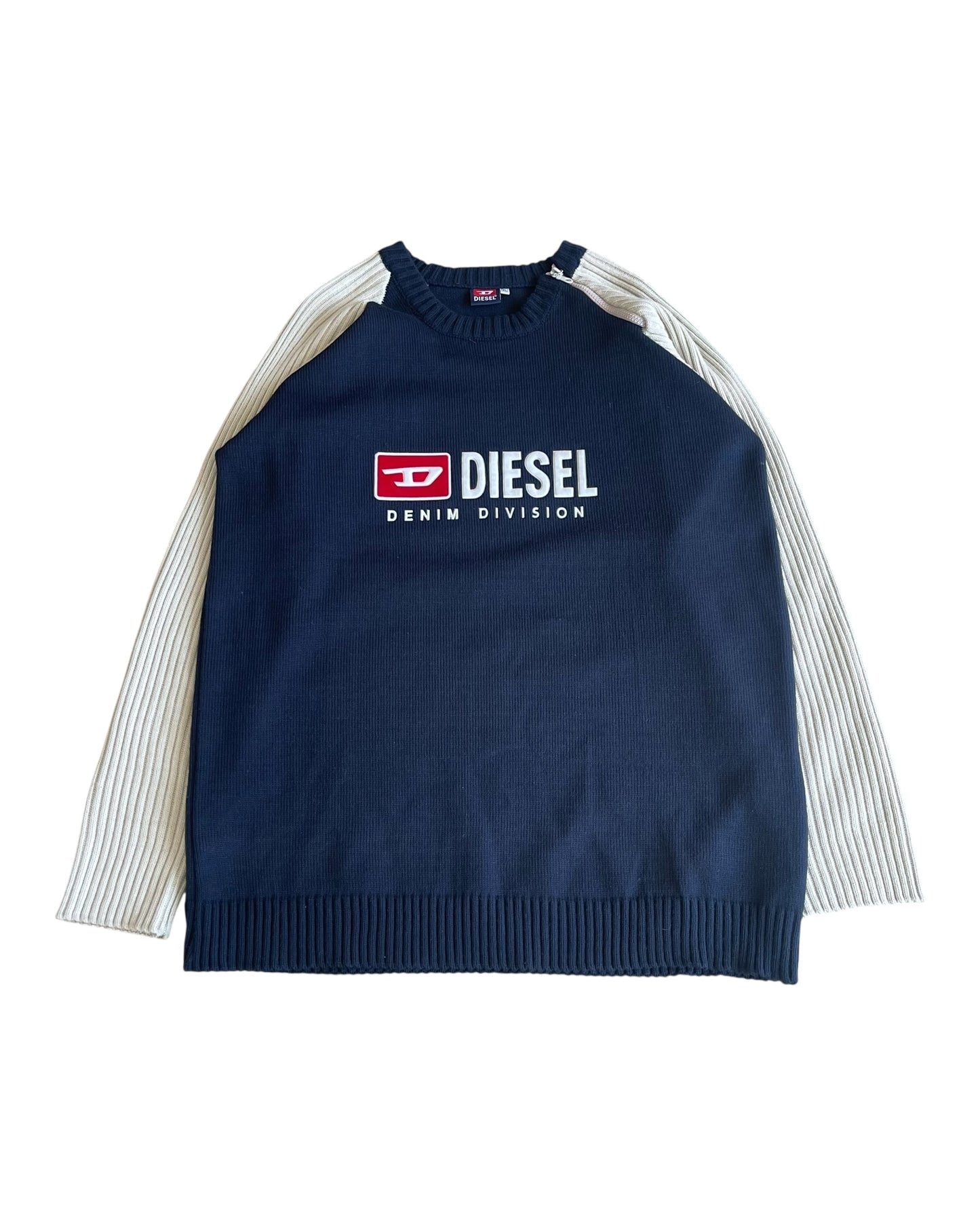 Diesel Denim Divison Felt Logo Zip Collar Knit Sweater