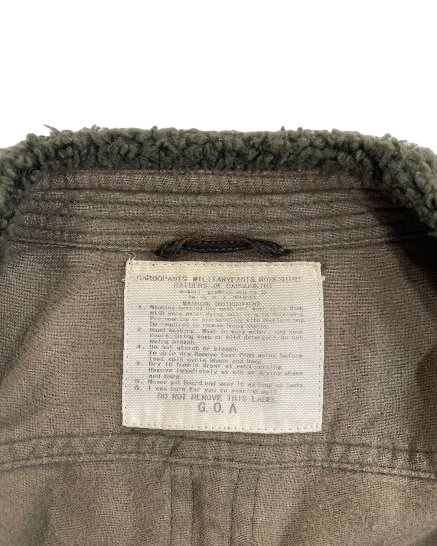 GOA Military Boa Fleece Collar Gimmick Zipper Button Shirt