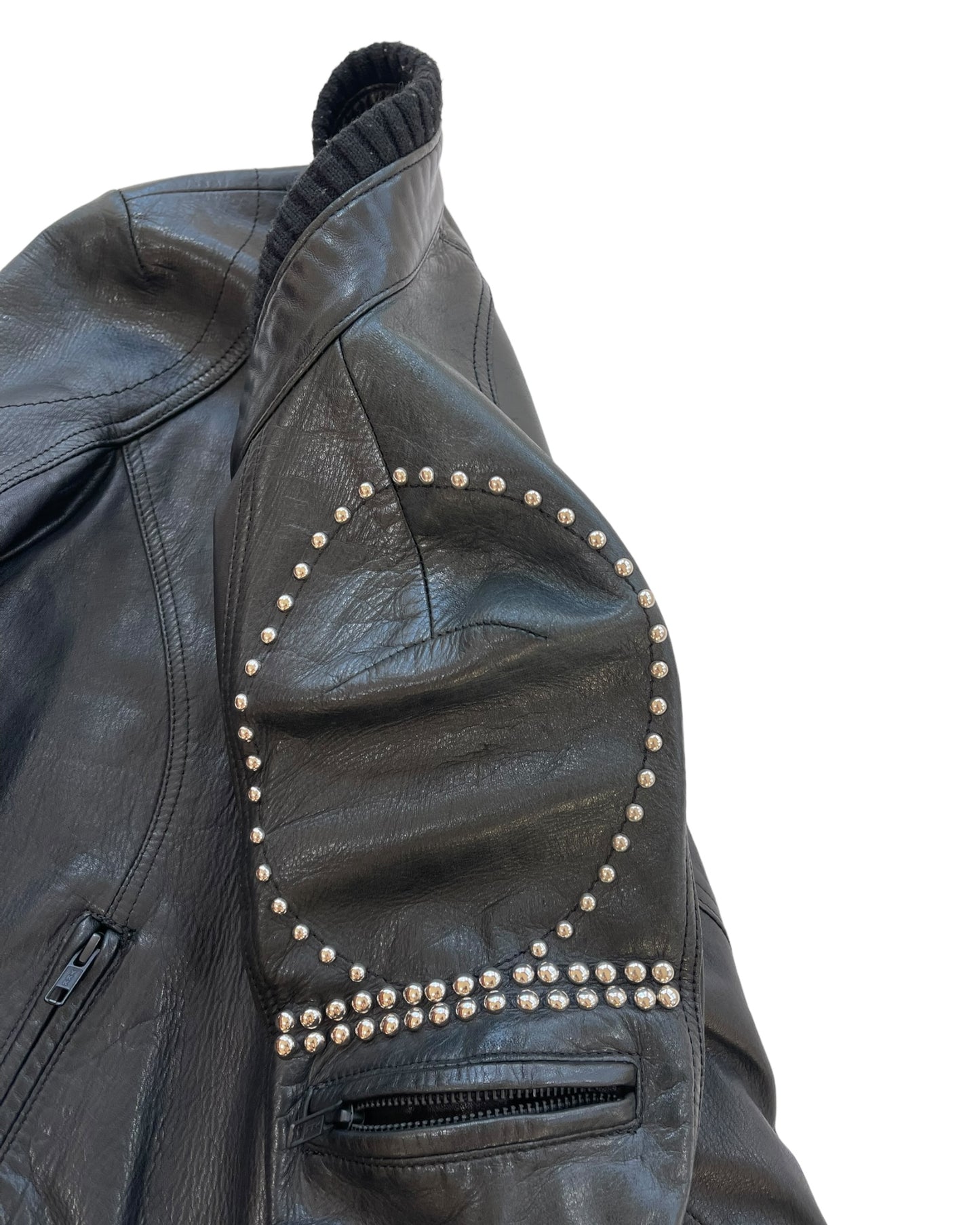 L.G.B. (Le Grand Bleu) SS-Riders Studded Padded Elbow Leather Moto Jacket