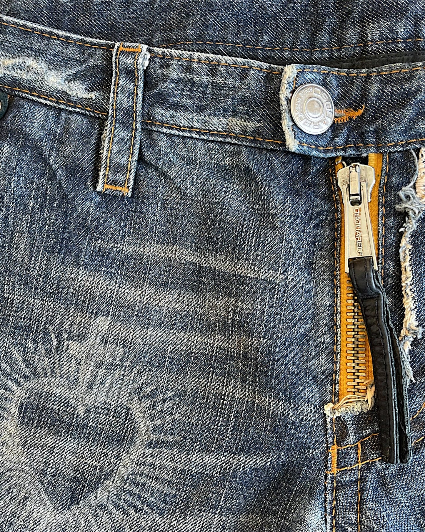 Dsquared2 00s Tattoo Prints Leather Detail Denim Jeans