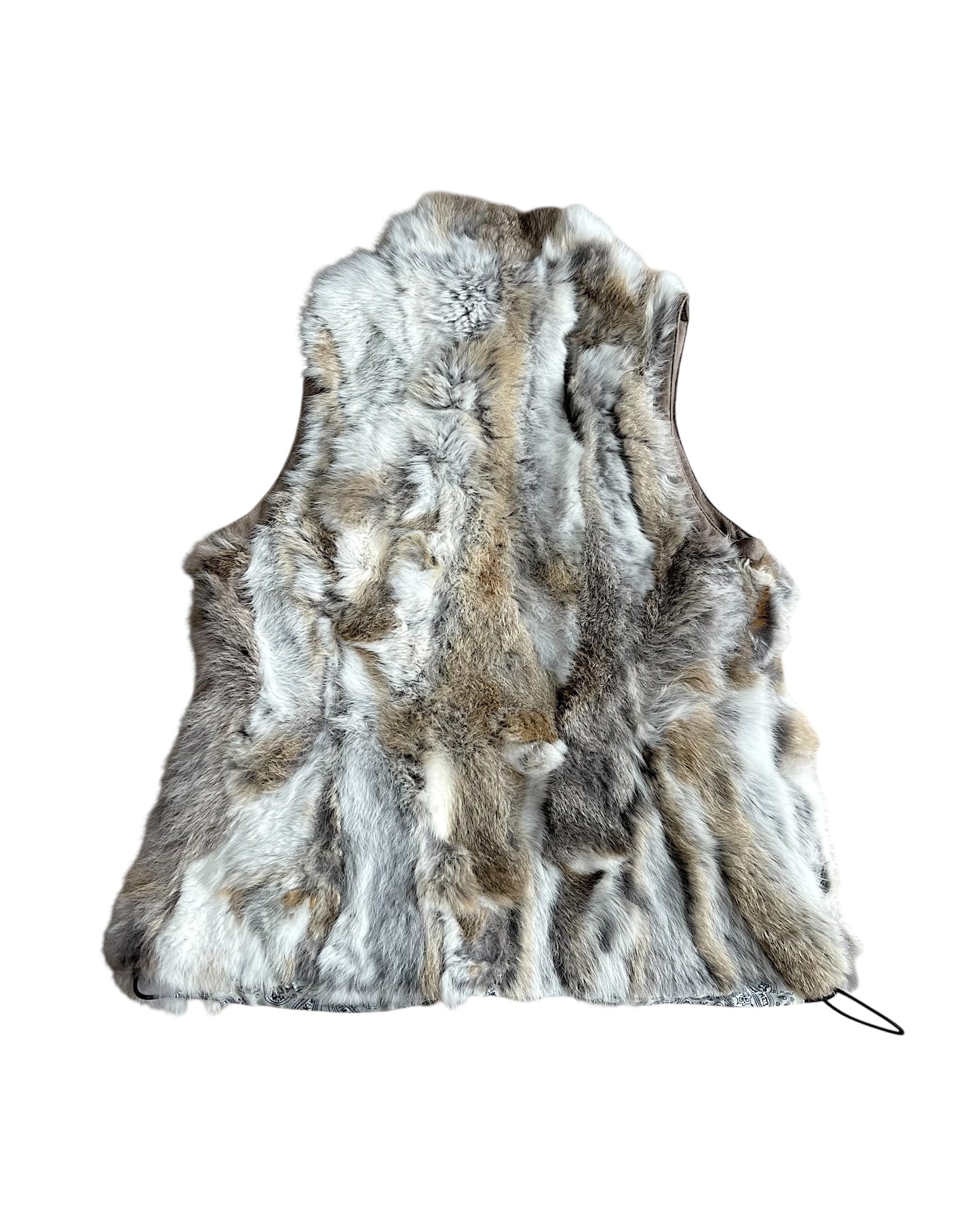 Honeysuckle Rose Rabbit Fur Paisley Lined Piping Trim Vest