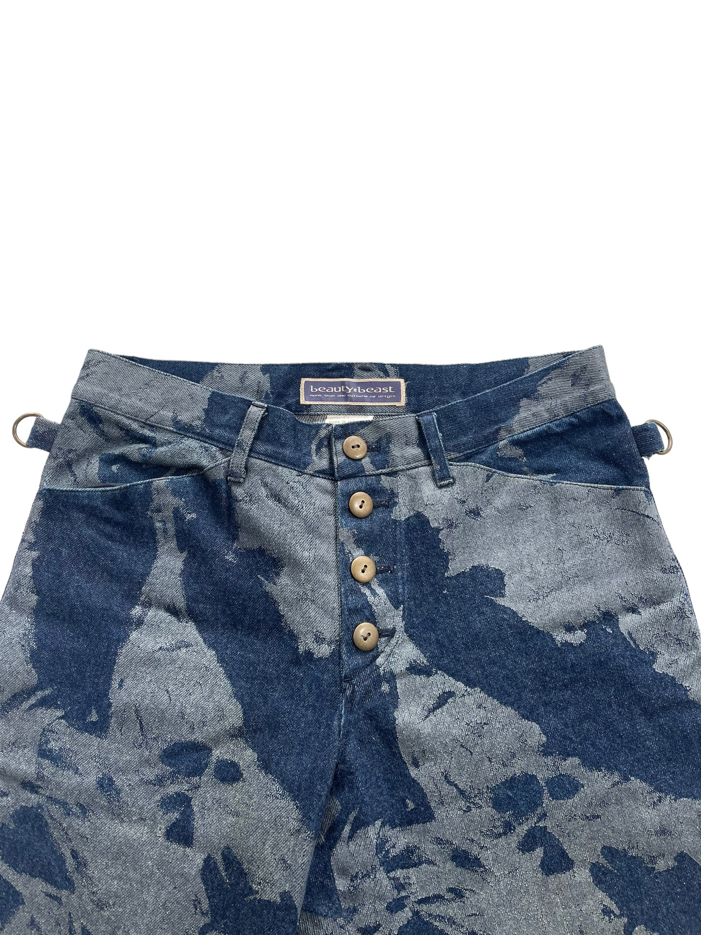 Beauty:Beast 00s Satin Trim Abstract Paint Denim