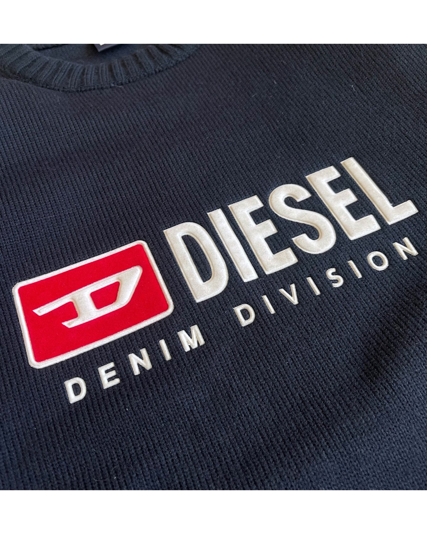 Diesel Denim Divison Felt Logo Zip Collar Knit Sweater
