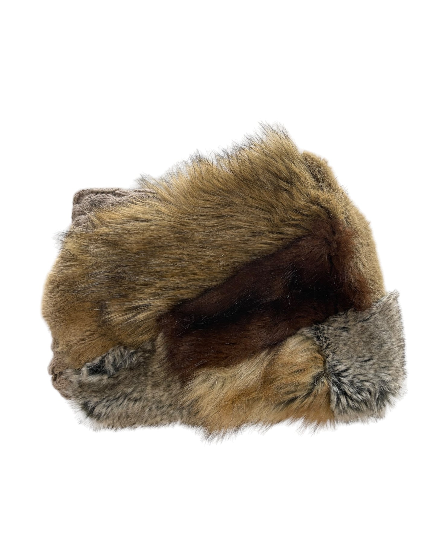 Mihara Yasuhiro Alpaca/Acrylic Fur Patchwork Knit Snood Scarf Head Wrap