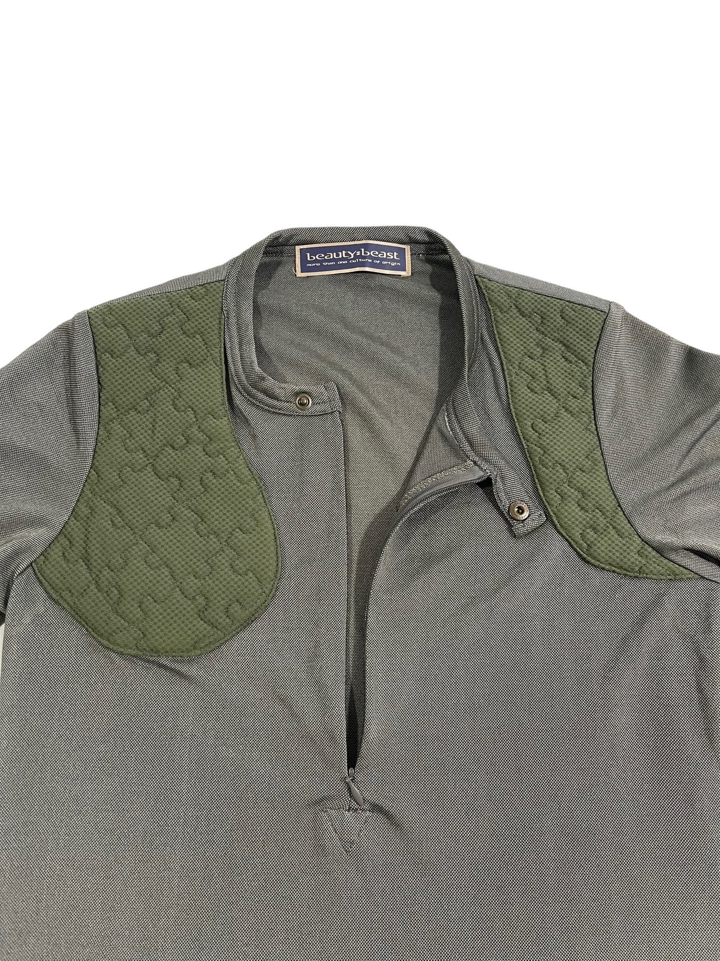 2000s Beauty:Beast Padded Puzzle Panel Cycling Mesh Top