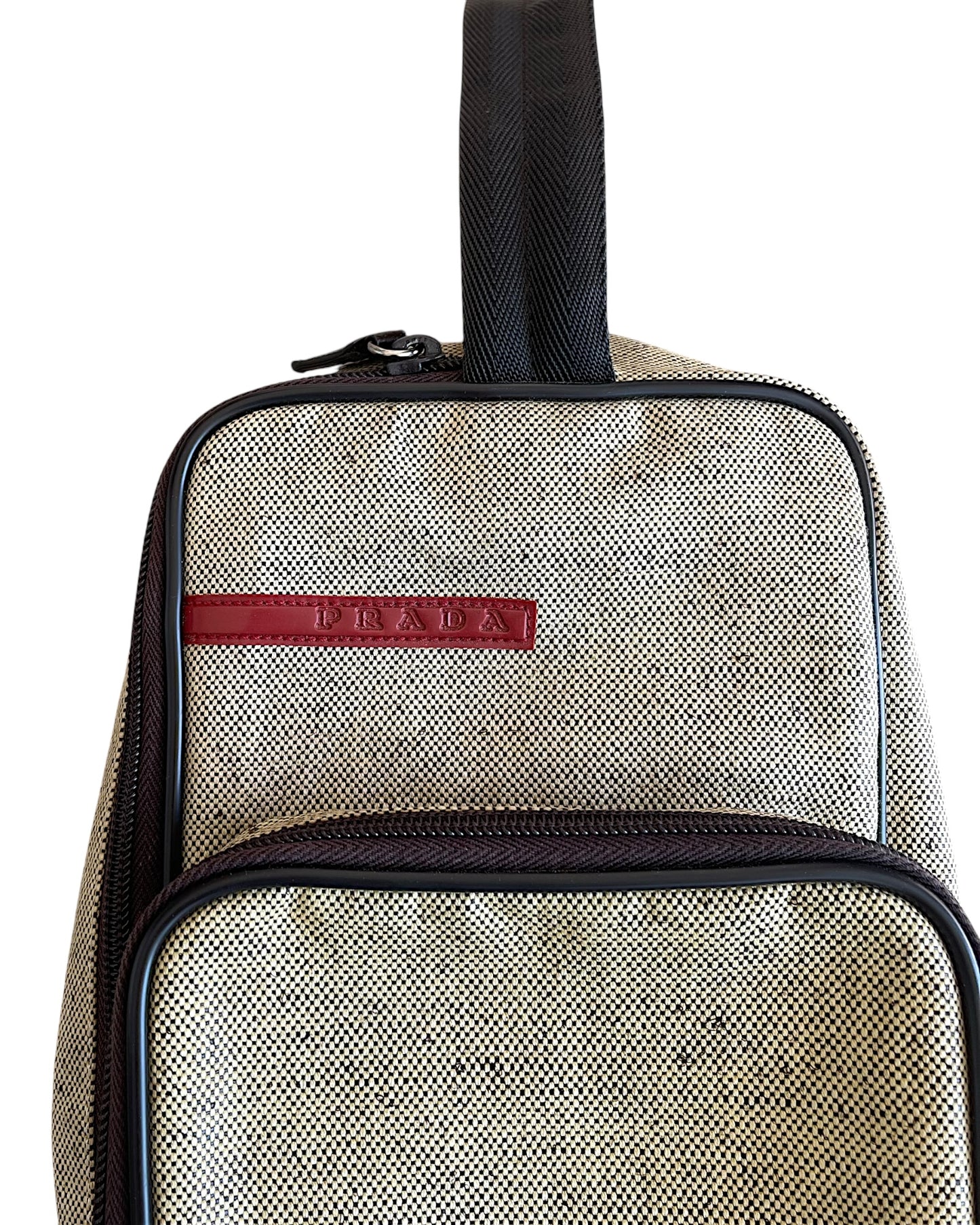 Prada Sport 2000s Leather Trim Expandable Clutch Canvas Bag
