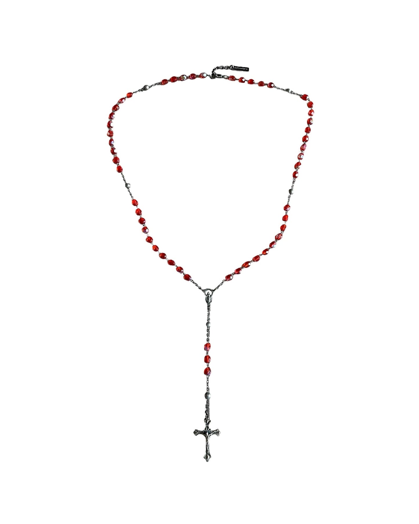 Dolce & Gabbana Cross Rosary Red Crystals Alloy Necklace