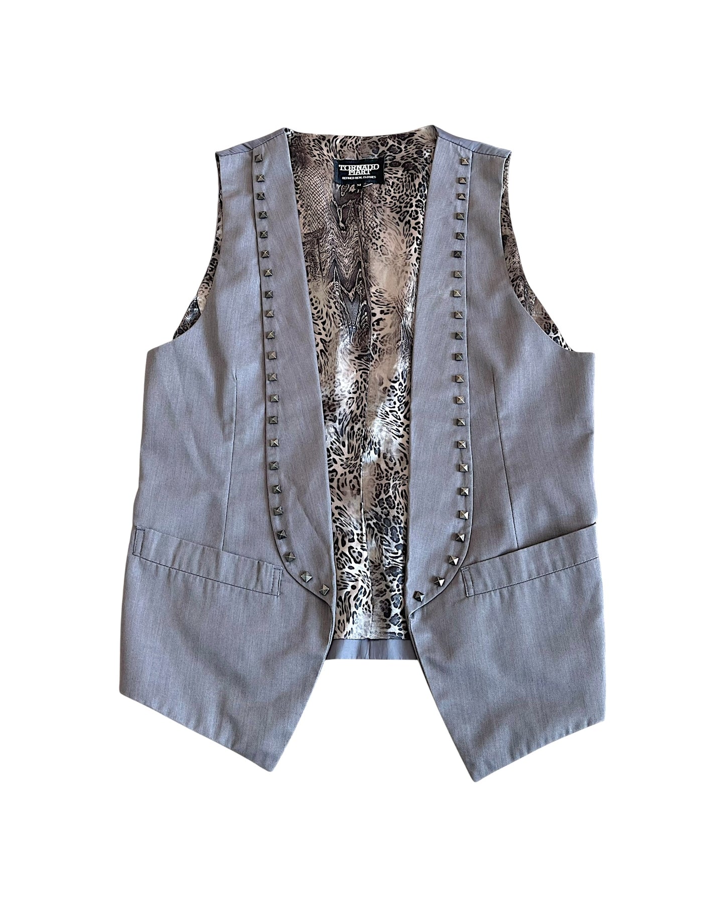 Tornado Mart Studded Poly/Rayon Blend Belted Vest