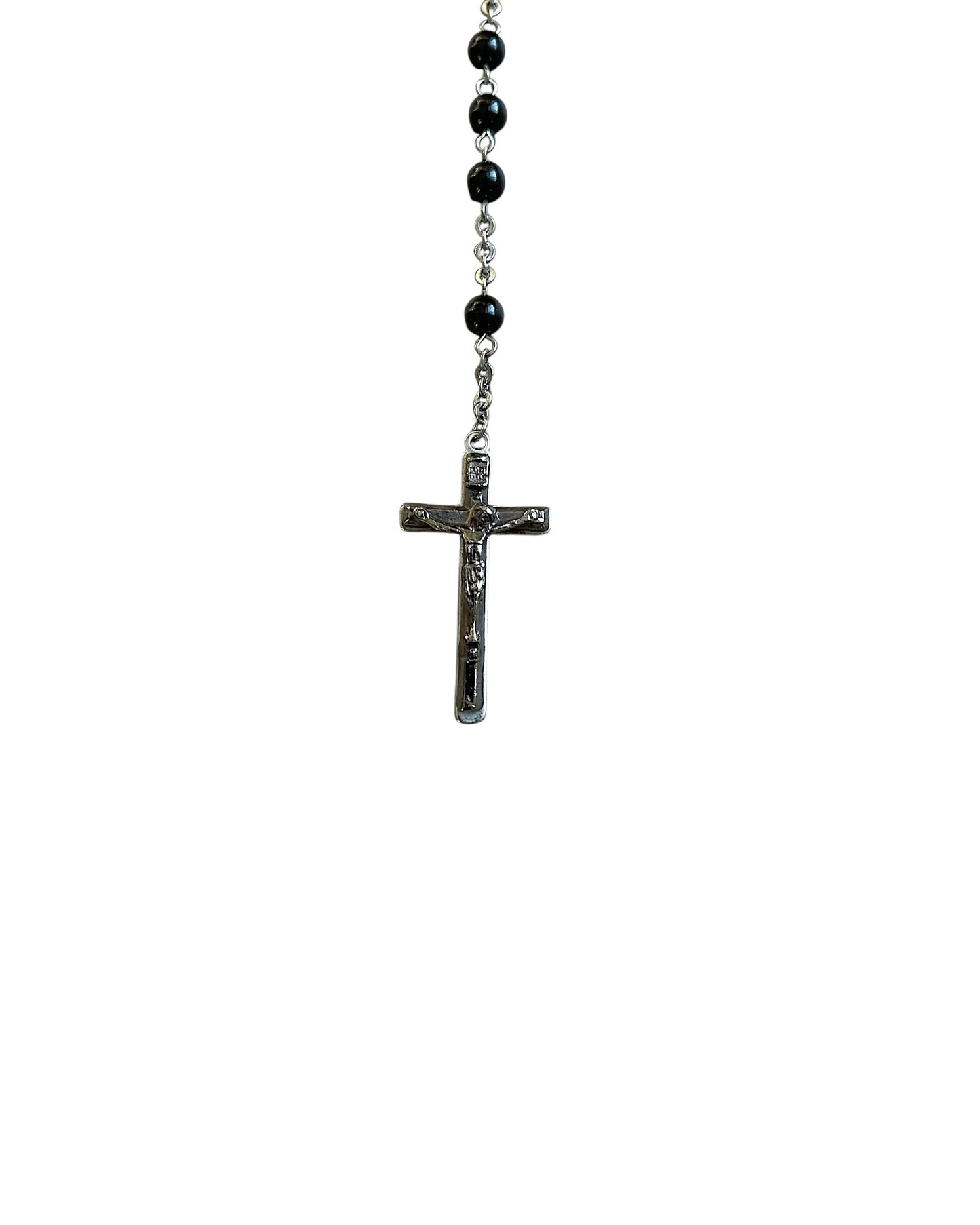 Dolce & Gabbana Cross Rosary Black Jade Alloy Necklace