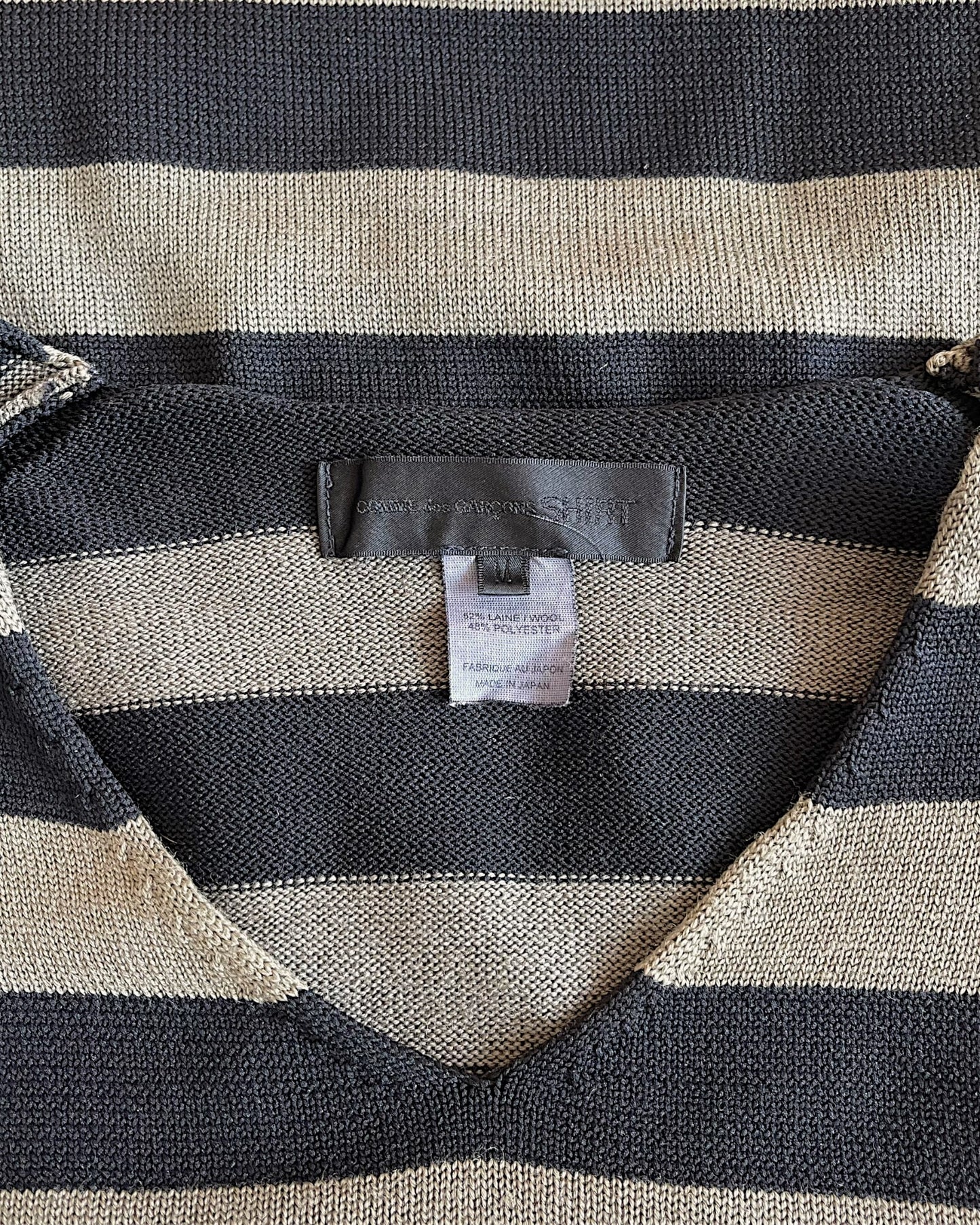 Comme Des Garcons SHIRT Over-Dyed Wool/Poly Striped Sweater