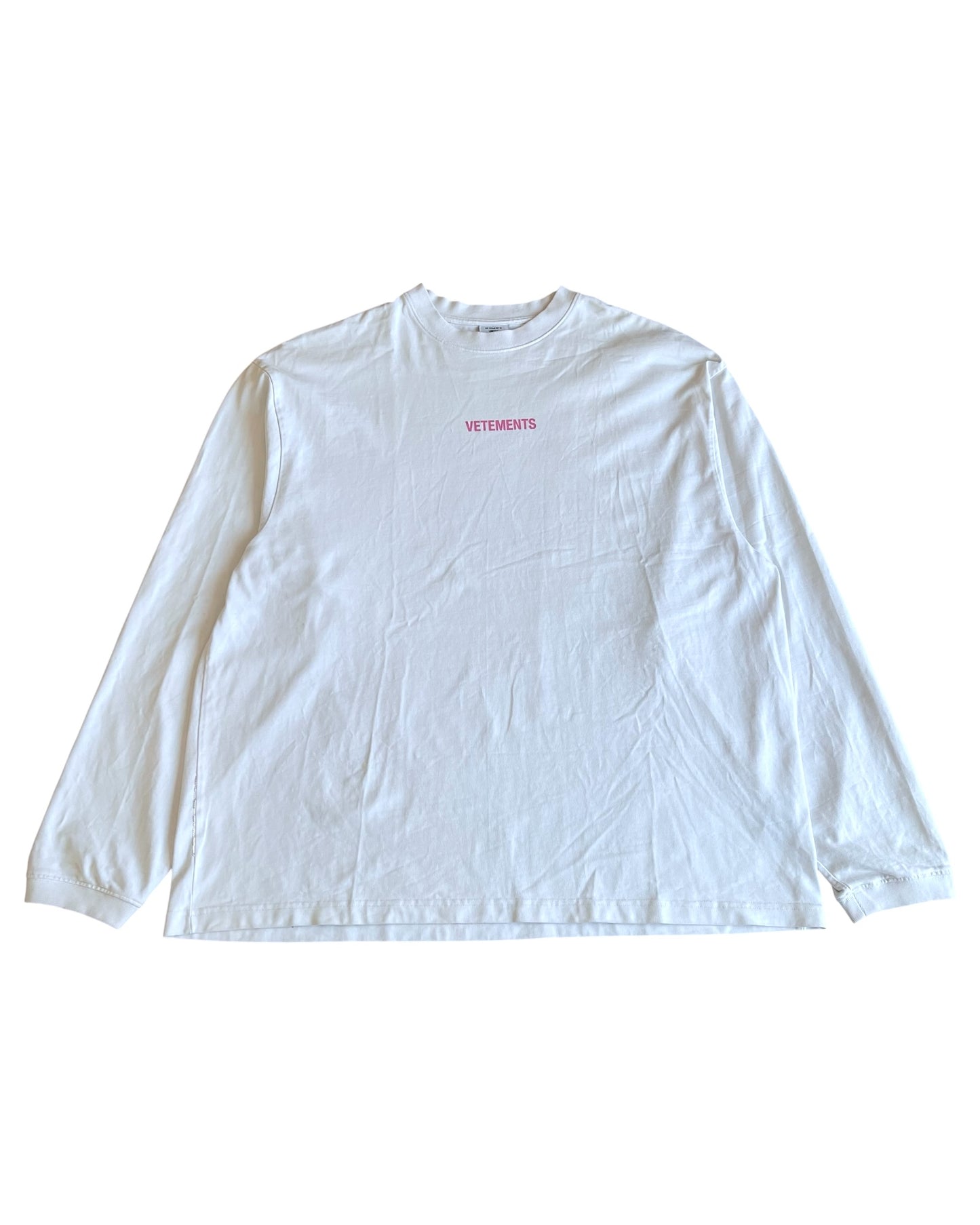 Vetements Pink Logo Oversized Thick Long Sleeve T-Shirt