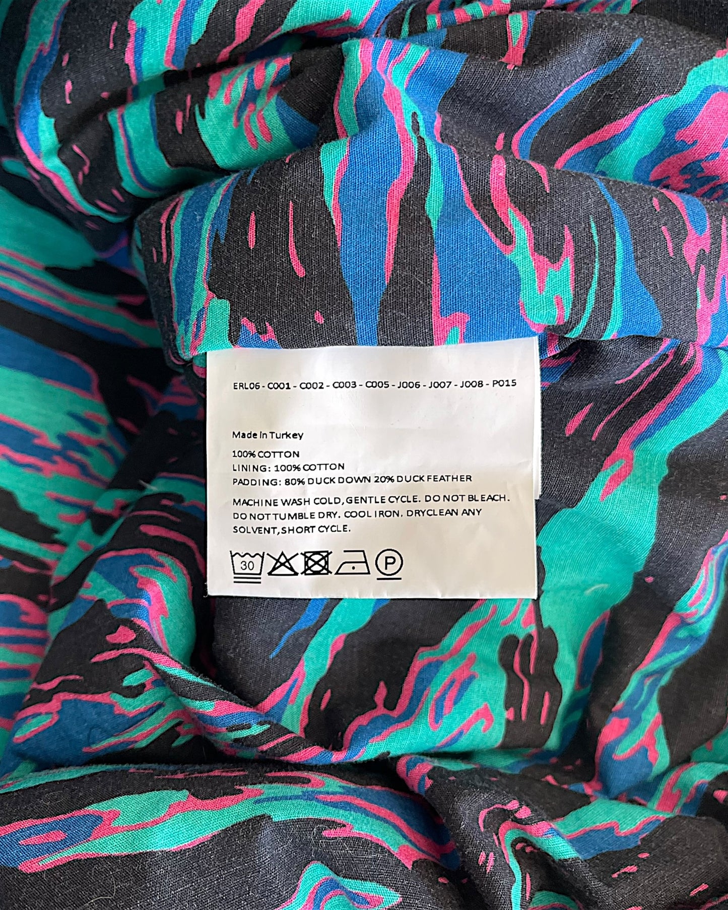 ERL Quilted Tiger Camo Pattern Down Puffer Jacket