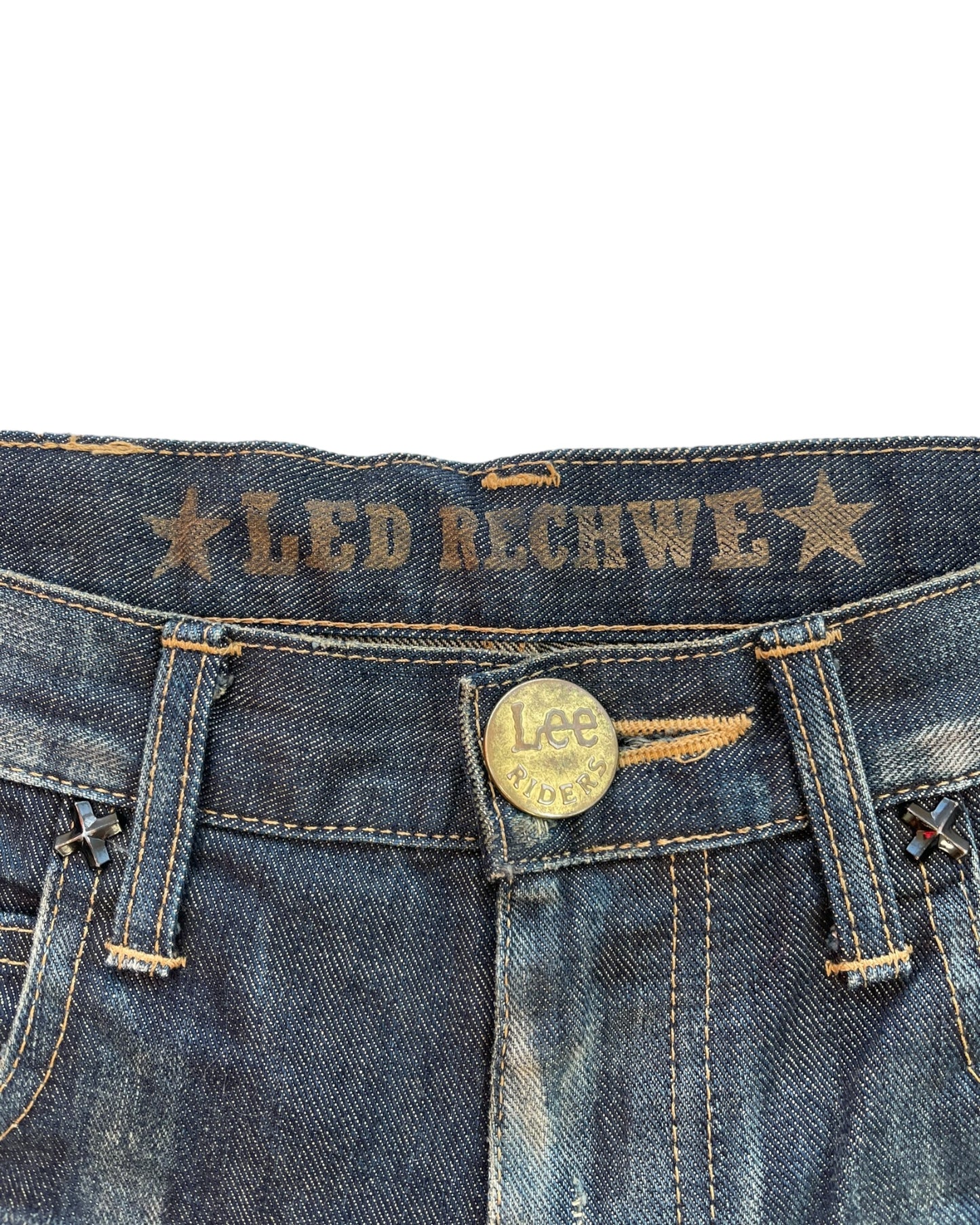 2000s Led Rechwe x Lee Riders Distressed Repair Flare Denim