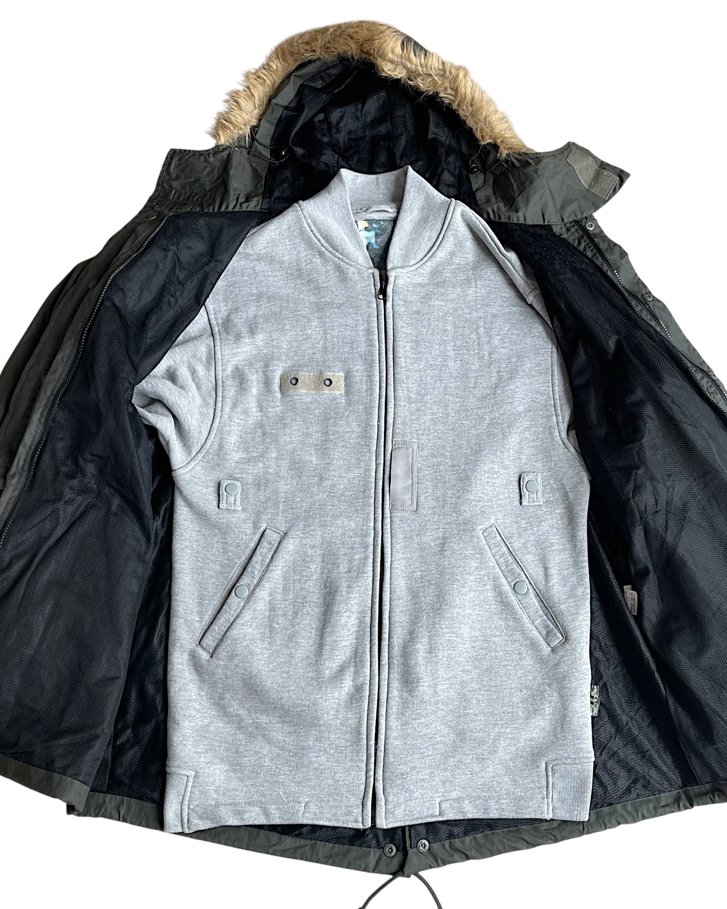 Breath Arabic Fur Fishtail Parka & Sweatshirt Bomber Patches Jacket