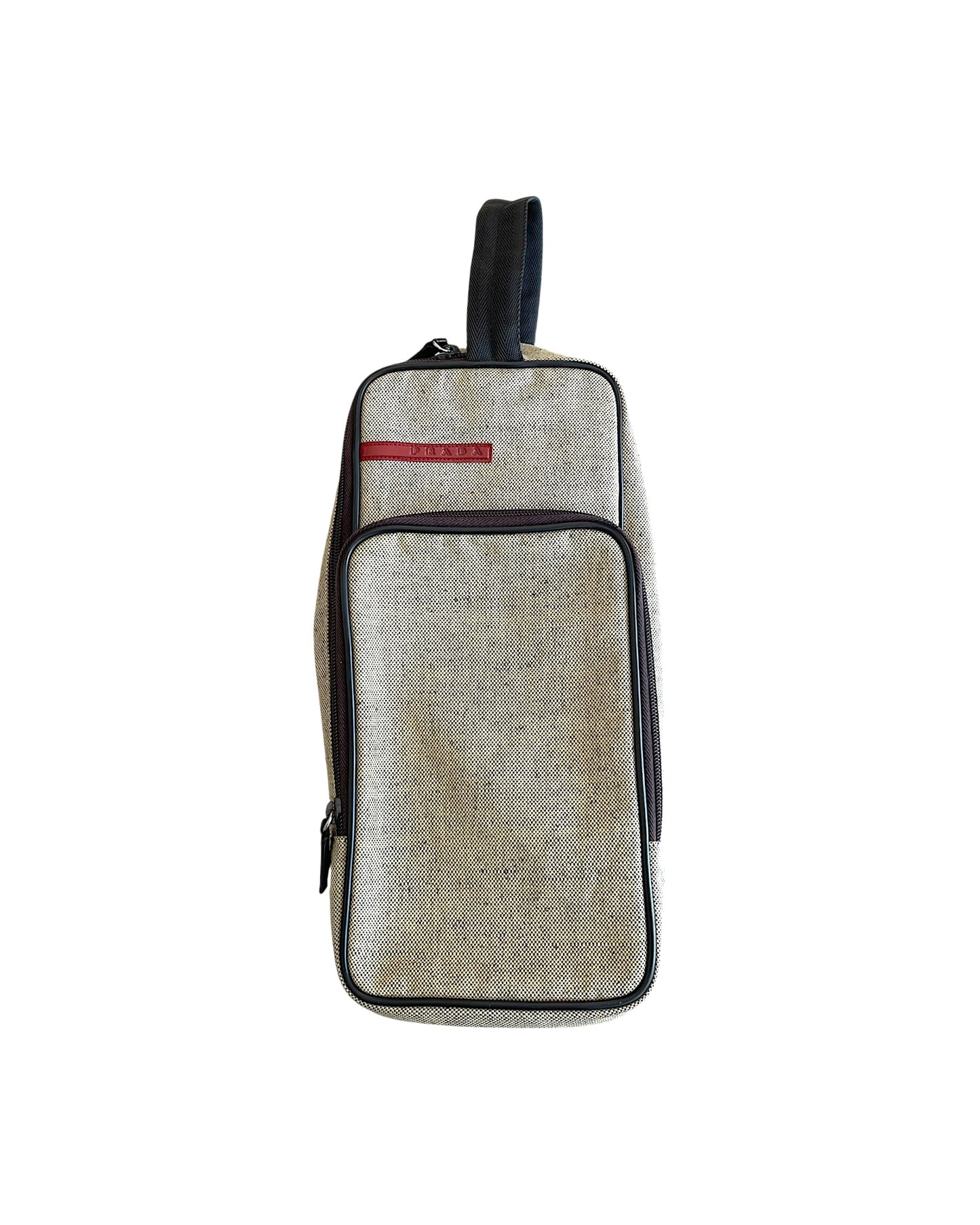 Prada Sport 2000s Leather Trim Expandable Clutch Canvas Bag