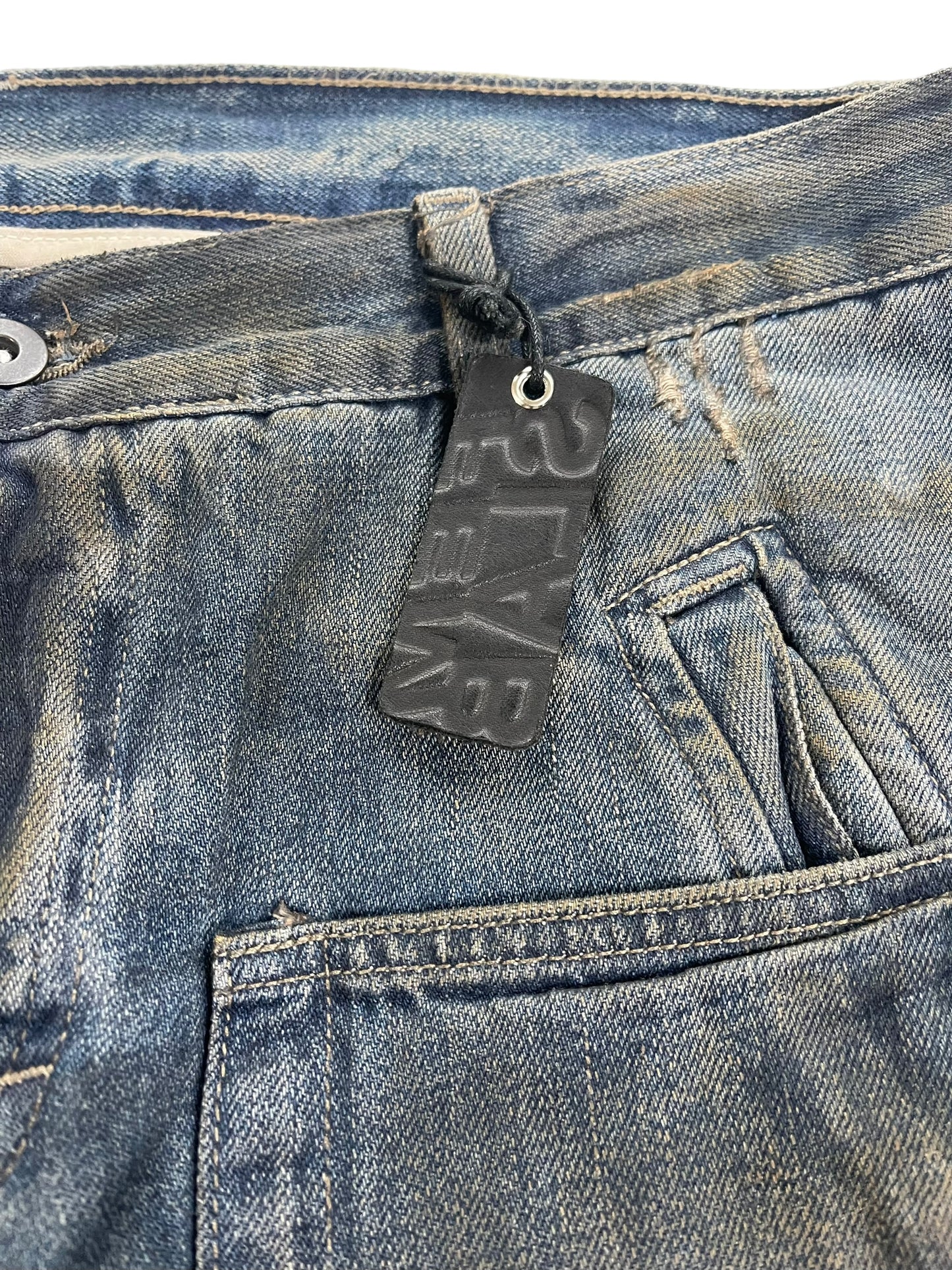 Rick Owens SLAB 2000s Waxed Mud Wash Distressed Denim Jeans