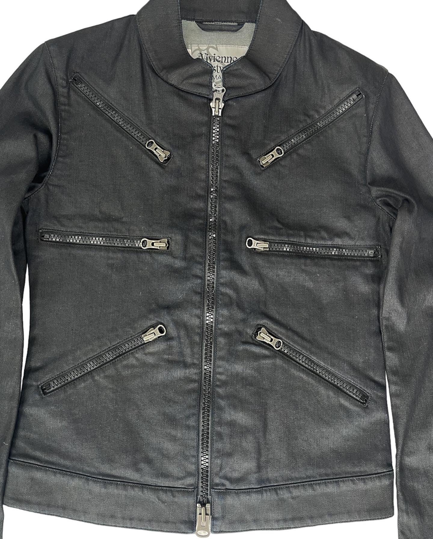 Vivienne Westwood Union Jack Zip Waxed Denim Jacket