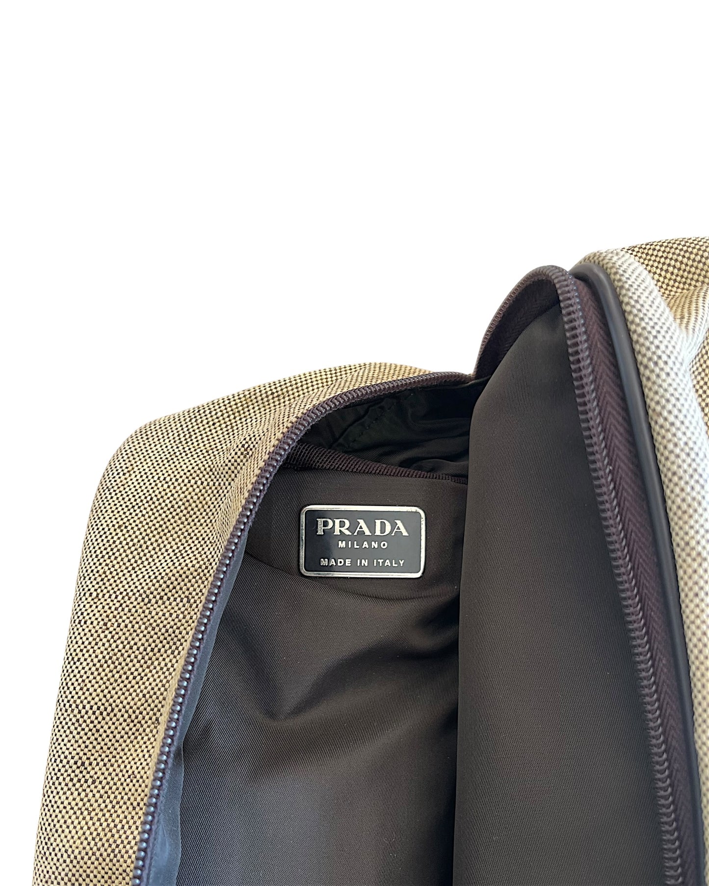 Prada Sport 2000s Leather Trim Expandable Clutch Canvas Bag