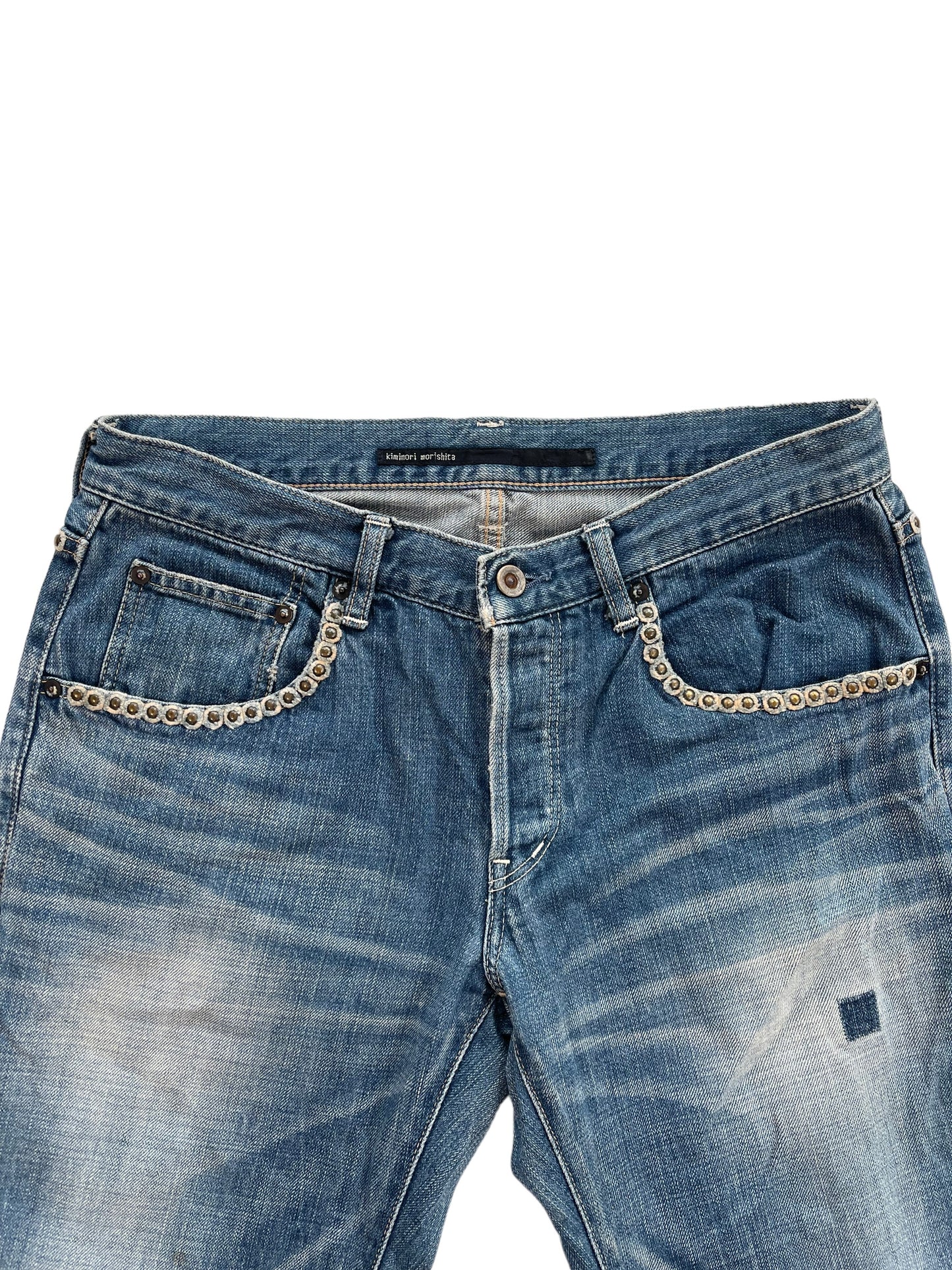 2000s Kiminori Morishita Cashmere Wrapped Studs Repair Denim