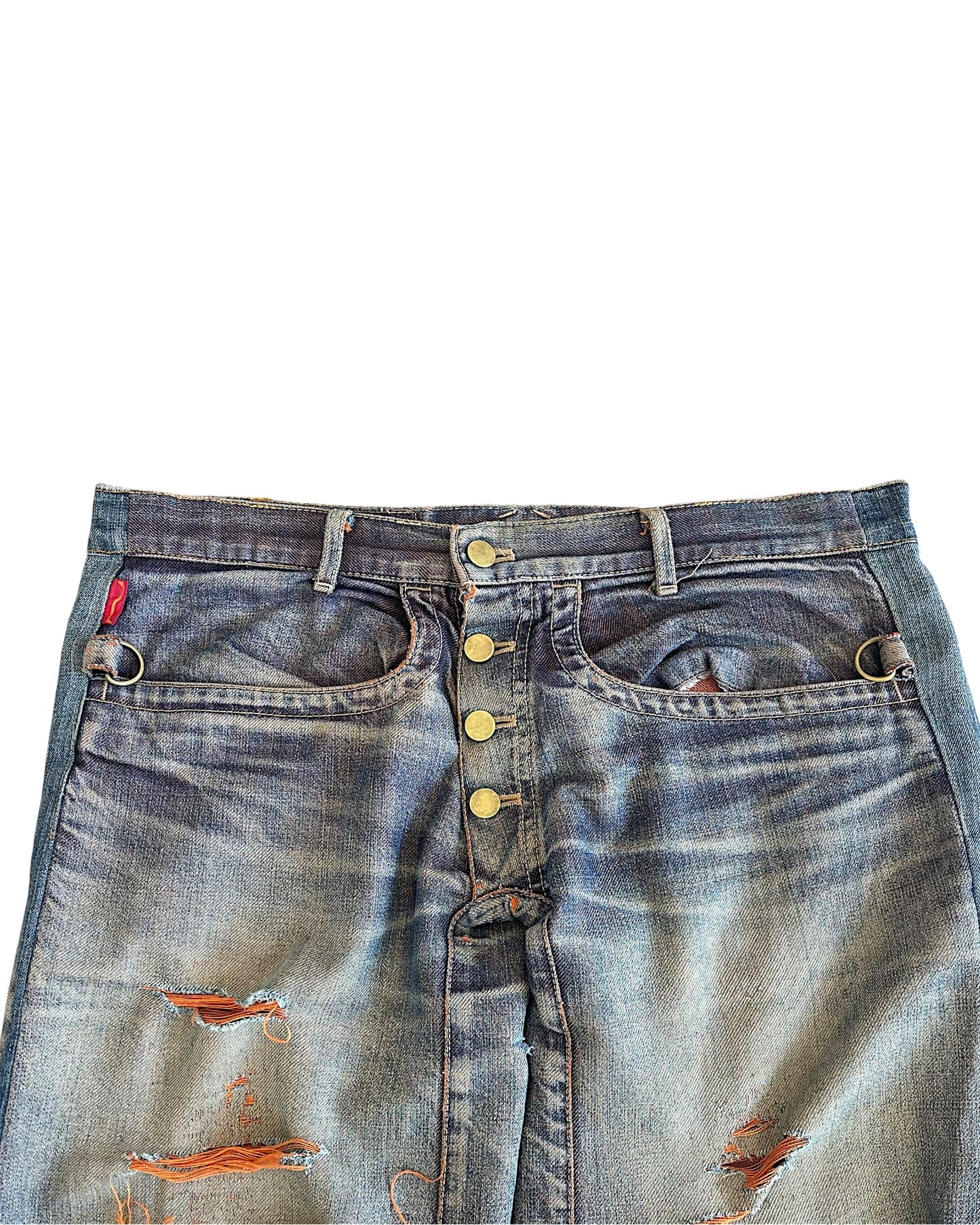 Beauty:Beast 00s Orange Yarn Thrashed Distressed Denim