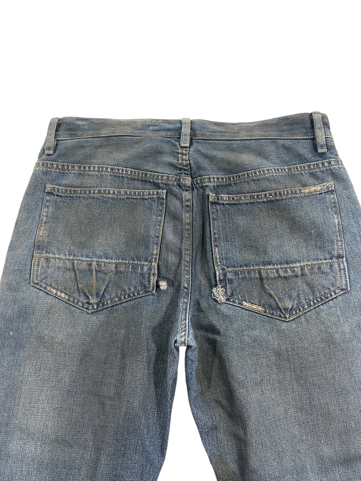 Rick Owens SLAB 2000s Waxed Mud Wash Distressed Denim Jeans