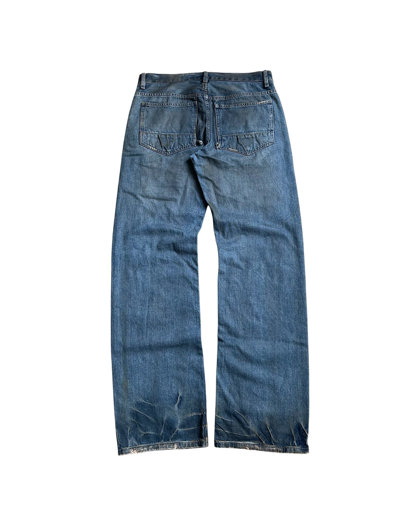 Rick Owens SLAB 2000s Waxed Mud Wash Distressed Denim Jeans