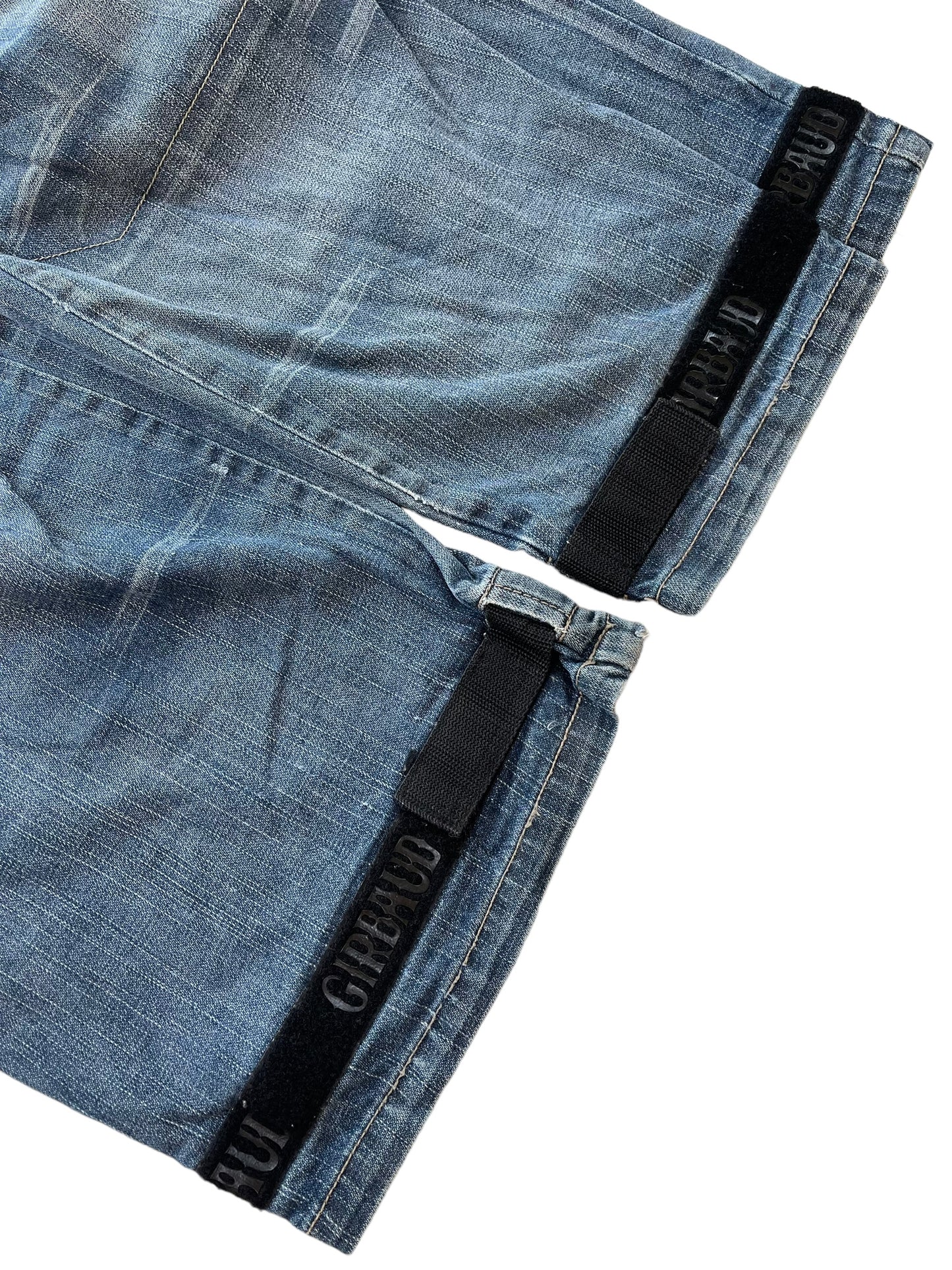 2000s Marithé + François Girbaud Chain Embroidery Cargo Velcro Strap Denim Pants