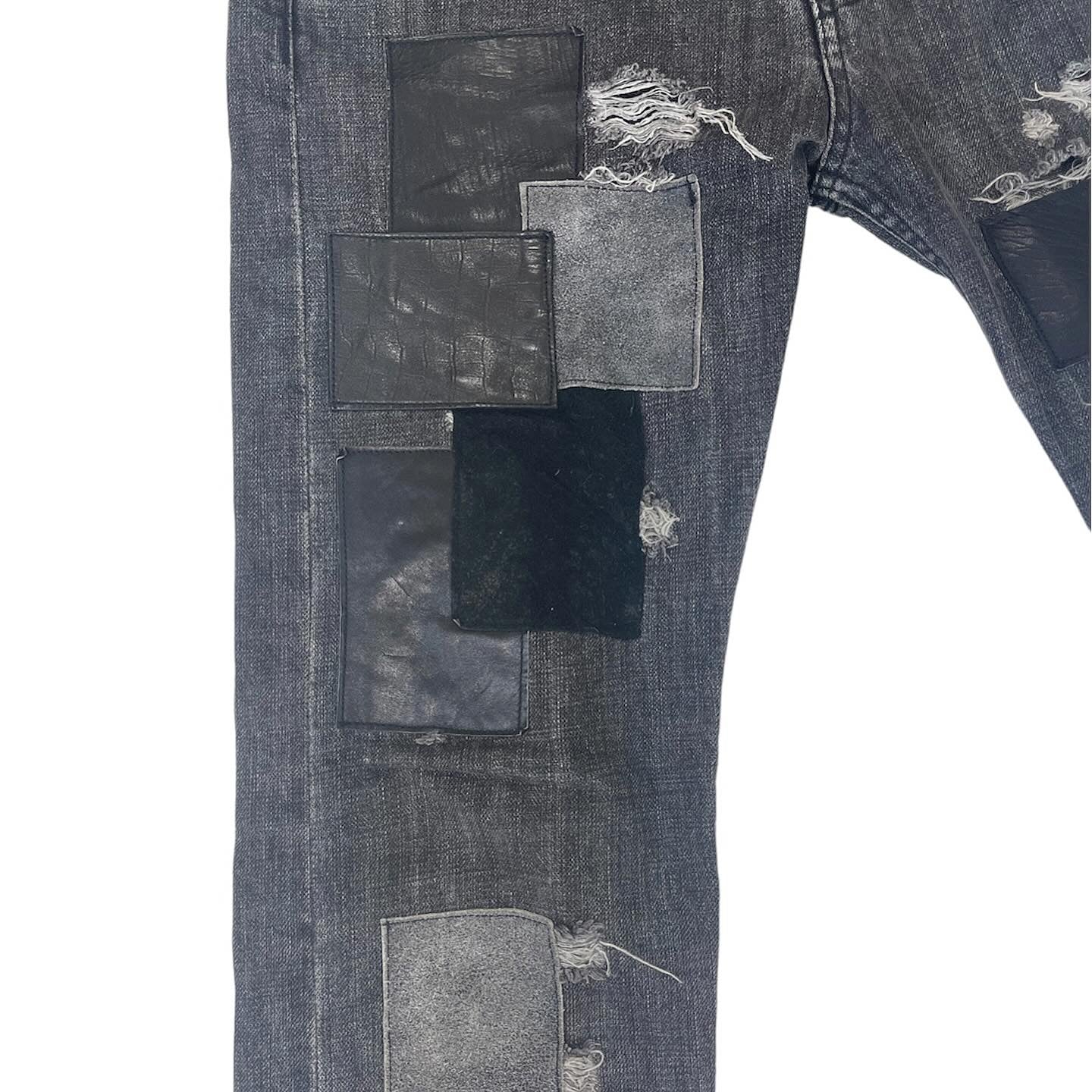 Junya Watanabe SS08 Mixed Leather Patchwork Distressed Denim