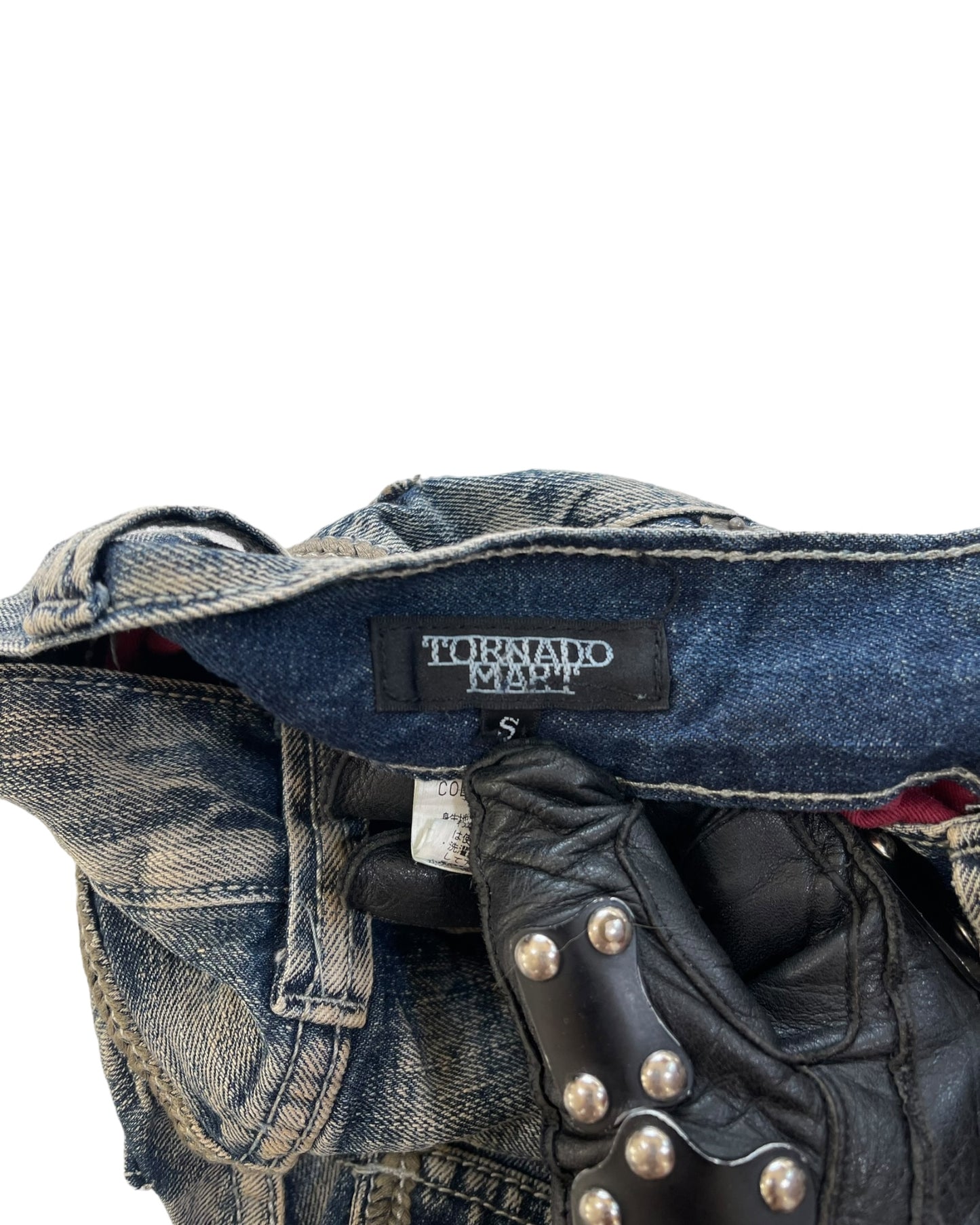 2000s Tornado Mart Tribal Embroidery Twisted Seam Chain Stitch Denim