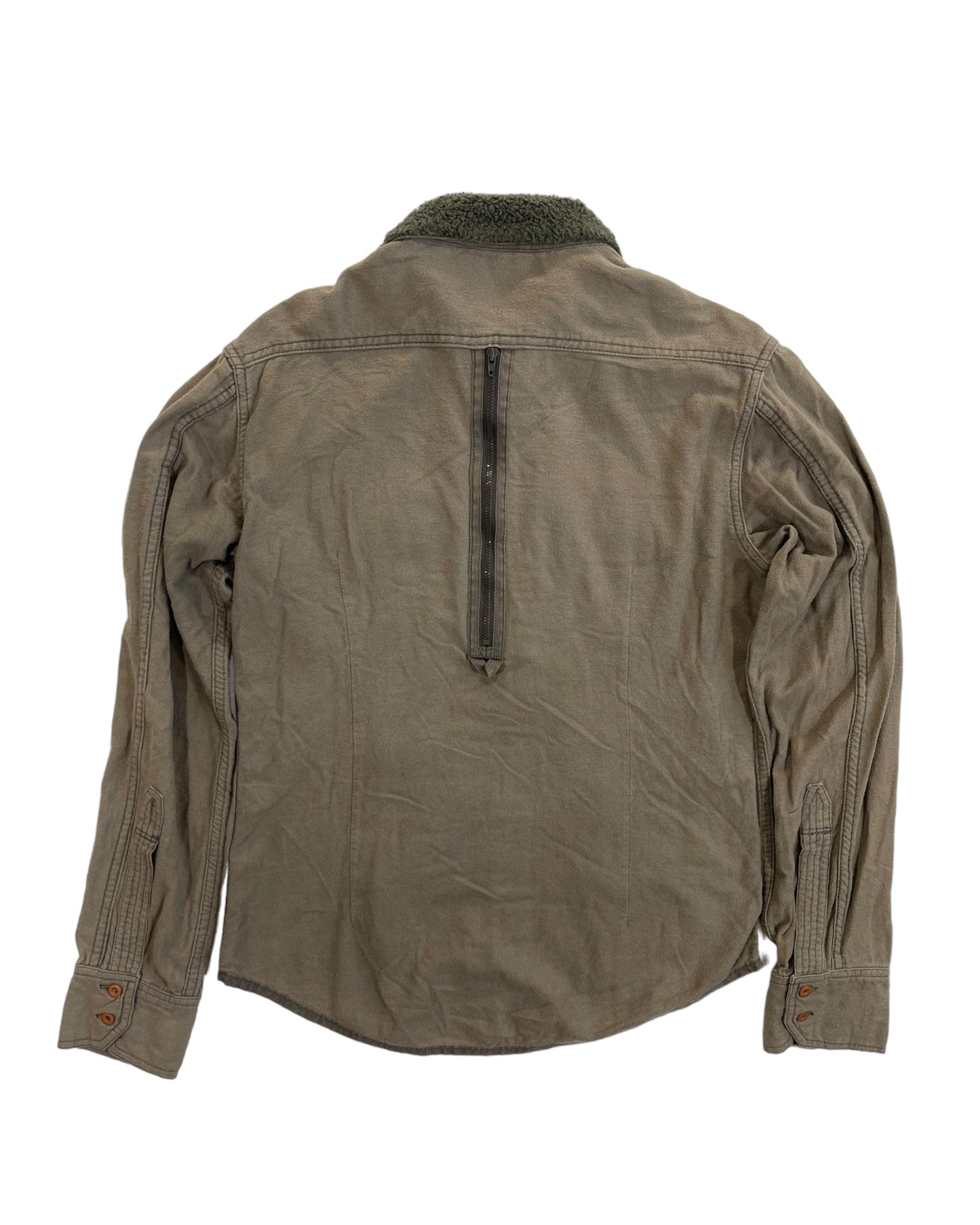 GOA Military Boa Fleece Collar Gimmick Zipper Button Shirt