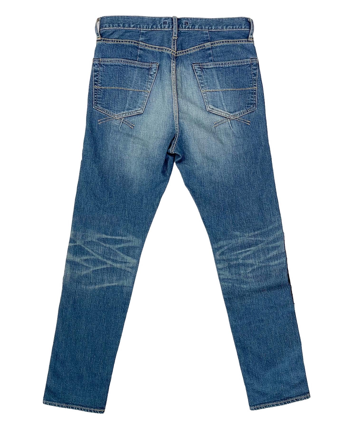 Miharayasuhiro Leather Patchwork Reconstructed Denim