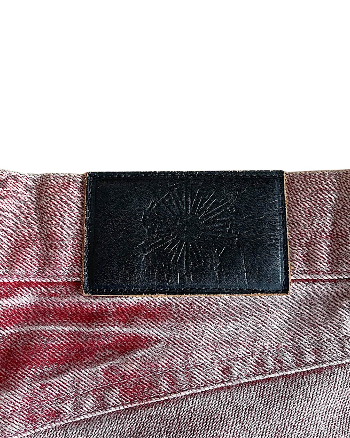 Tornado Mart Side Eyelet Lace-Up Red Dye Long Denim Jeans