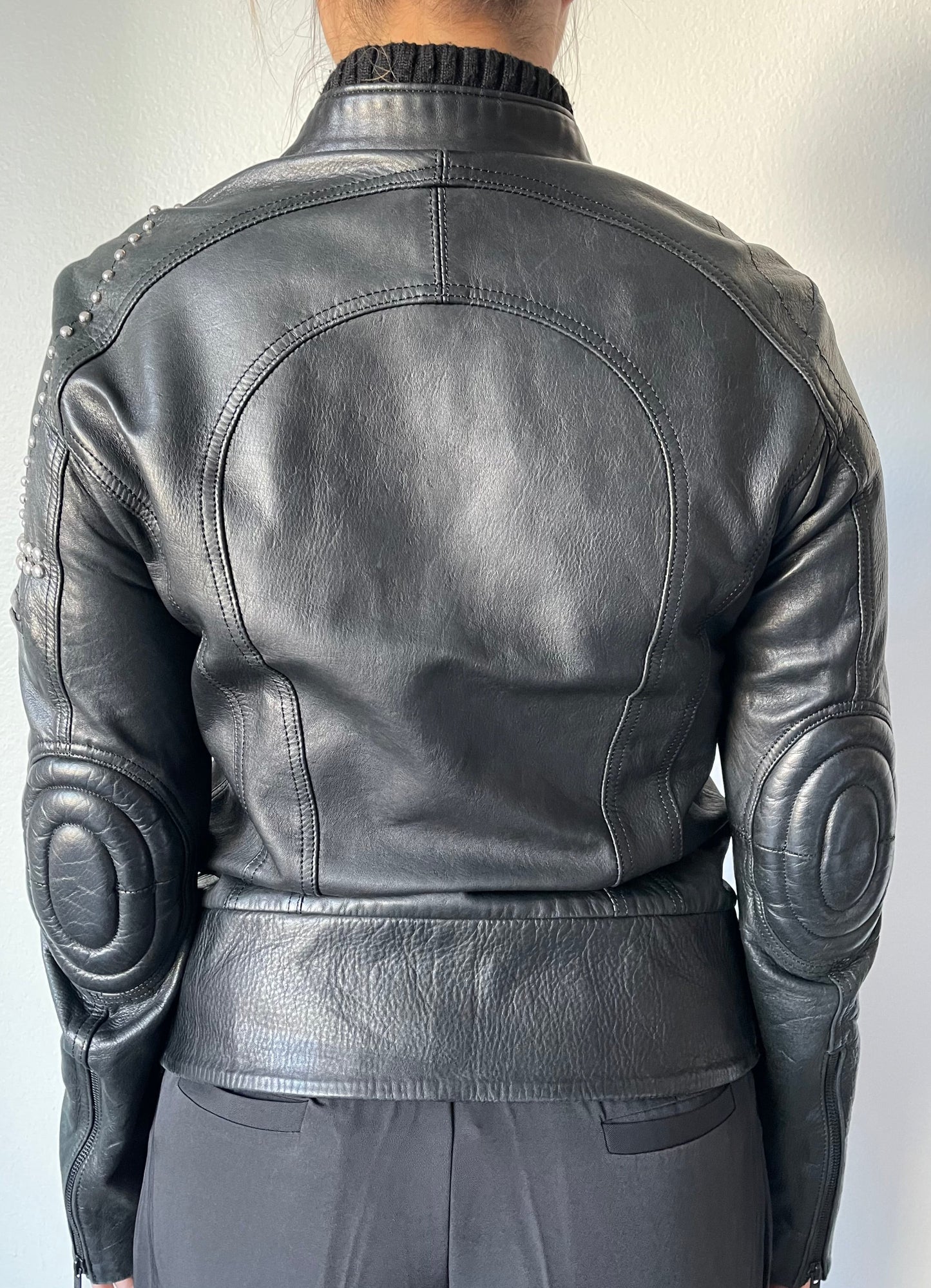 L.G.B. (Le Grand Bleu) SS-Riders Studded Padded Elbow Leather Moto Jacket