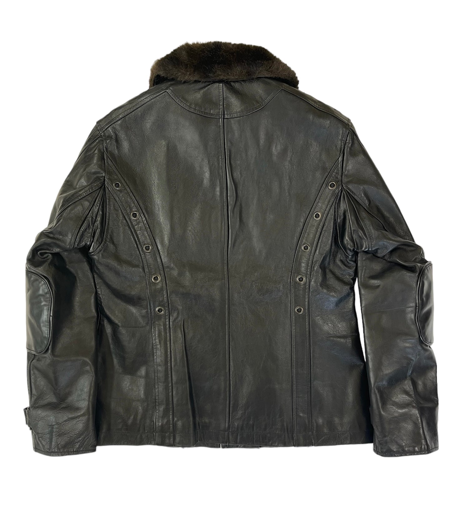 Yoshiyuki Konishi Padded Leather Eyelet Motorcycle Jacket