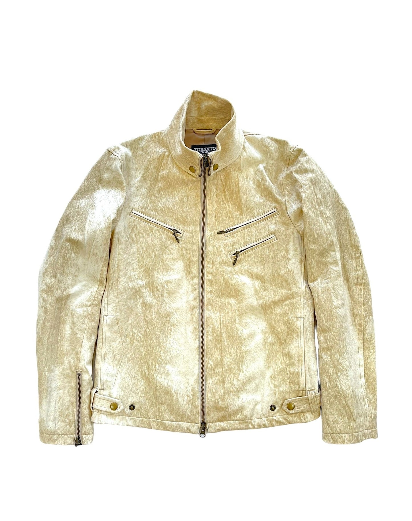 Tornado Mart Suede Fur Print High Neck Jacket