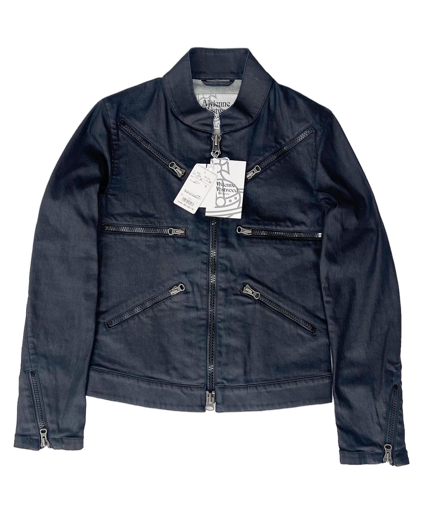 Vivienne Westwood Union Jack Zip Waxed Denim Jacket
