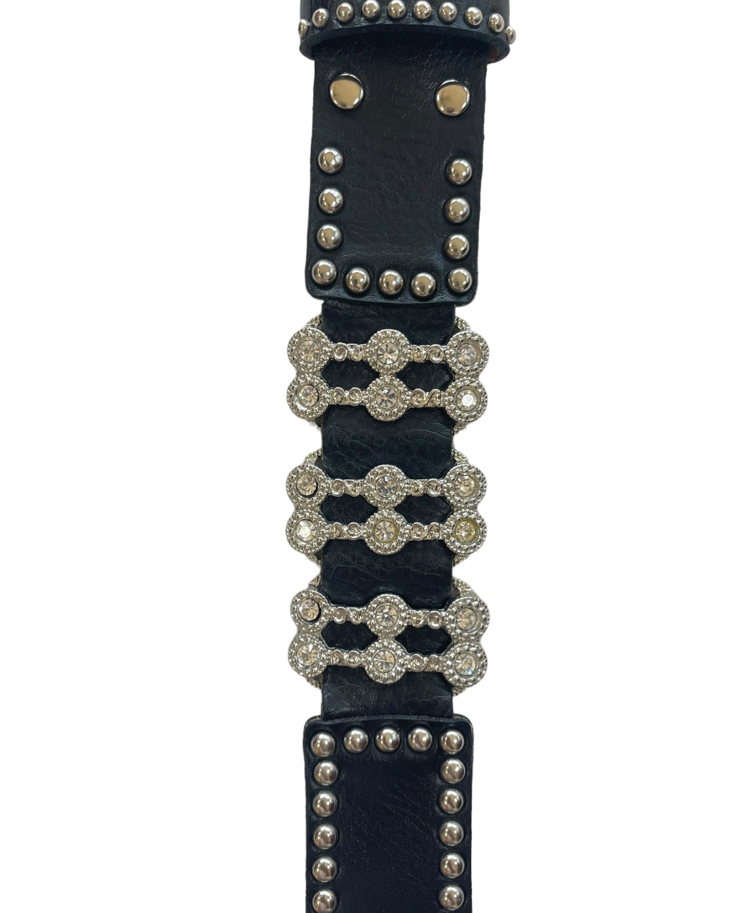 Y2K Studded Swarovski Crystals Buckle Leather Belt