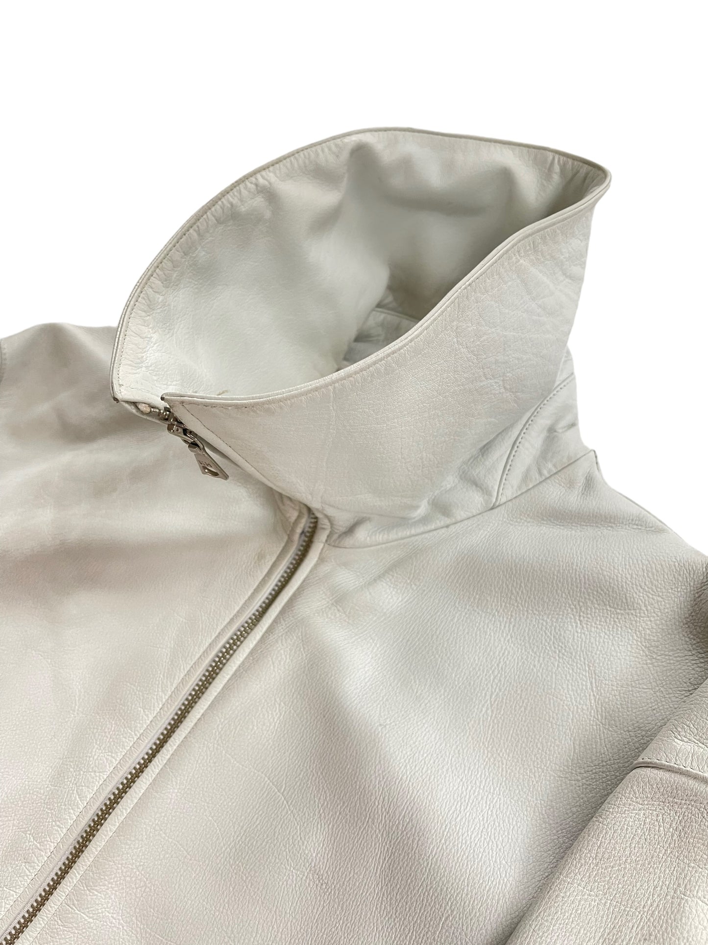 2000s Katharine Hamnett London High Neck Leather Blouson Jacket