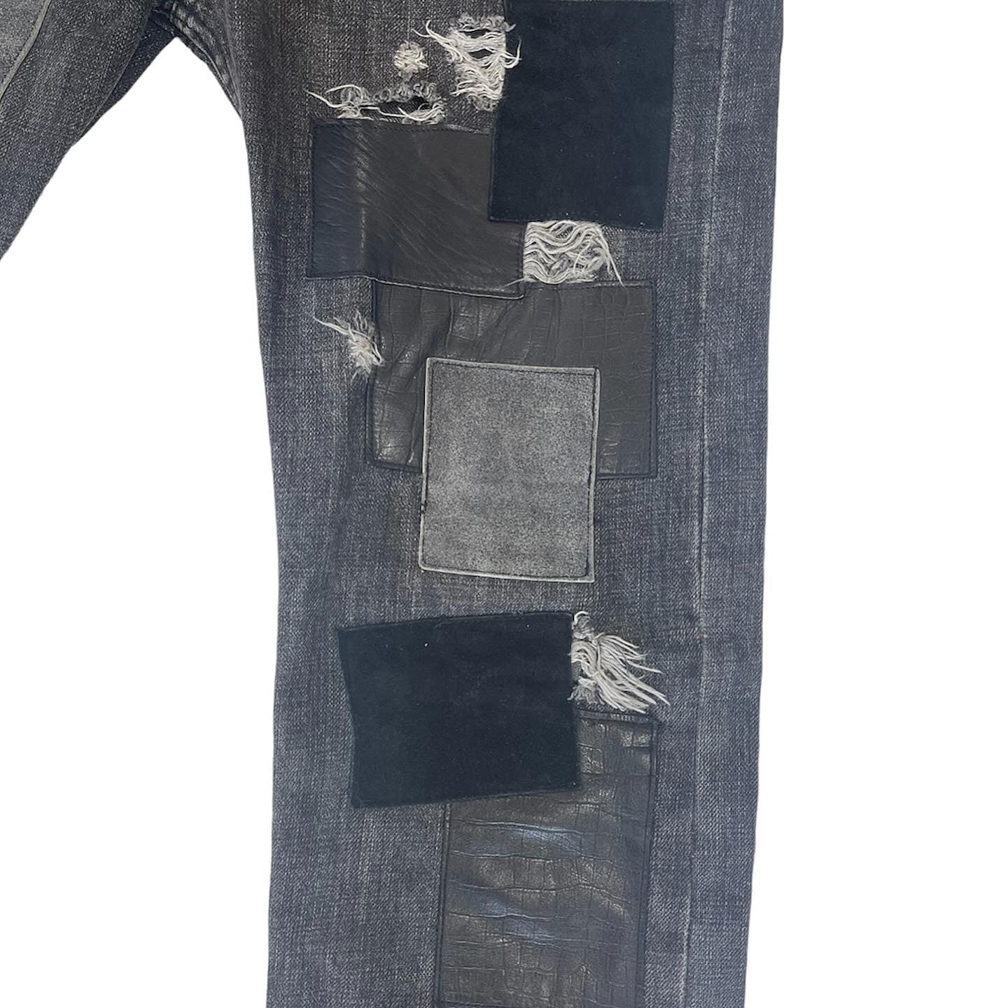 Junya Watanabe SS08 Mixed Leather Patchwork Distressed Denim